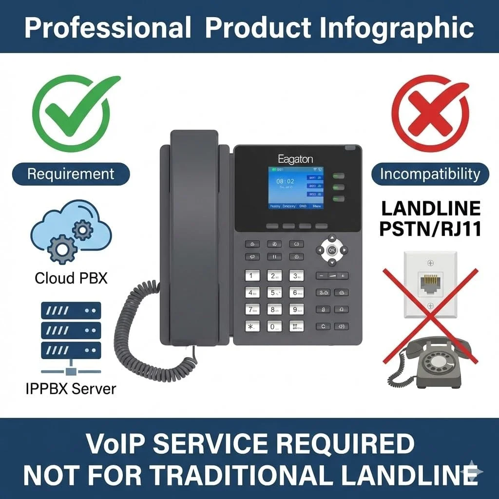 تلفن IP تجاری T53P، دارای صفحه نمایش LCD رنگی 2.4 اینچی، 3 خط SIP، صدای HD، POE، کنفرانس 6 طرفه، آداپتور برق شامل (نه خط تلفن ثابت)