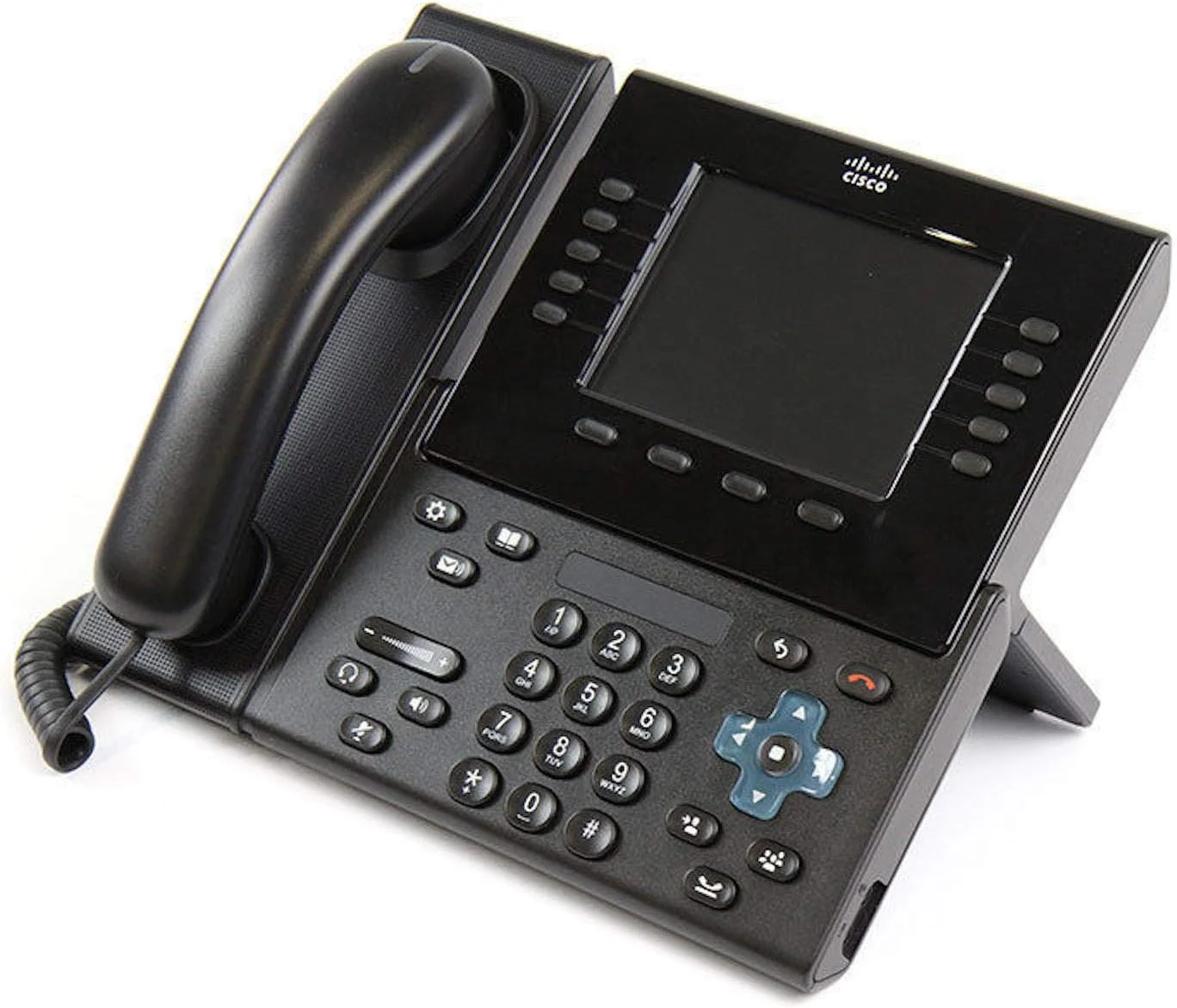 تلفن سیسکو مدل Cp-9951-Cl-Cam-K9، تلفن آی پی یکپارچه با گوشی باریک و دوربین، رنگ ذغالی