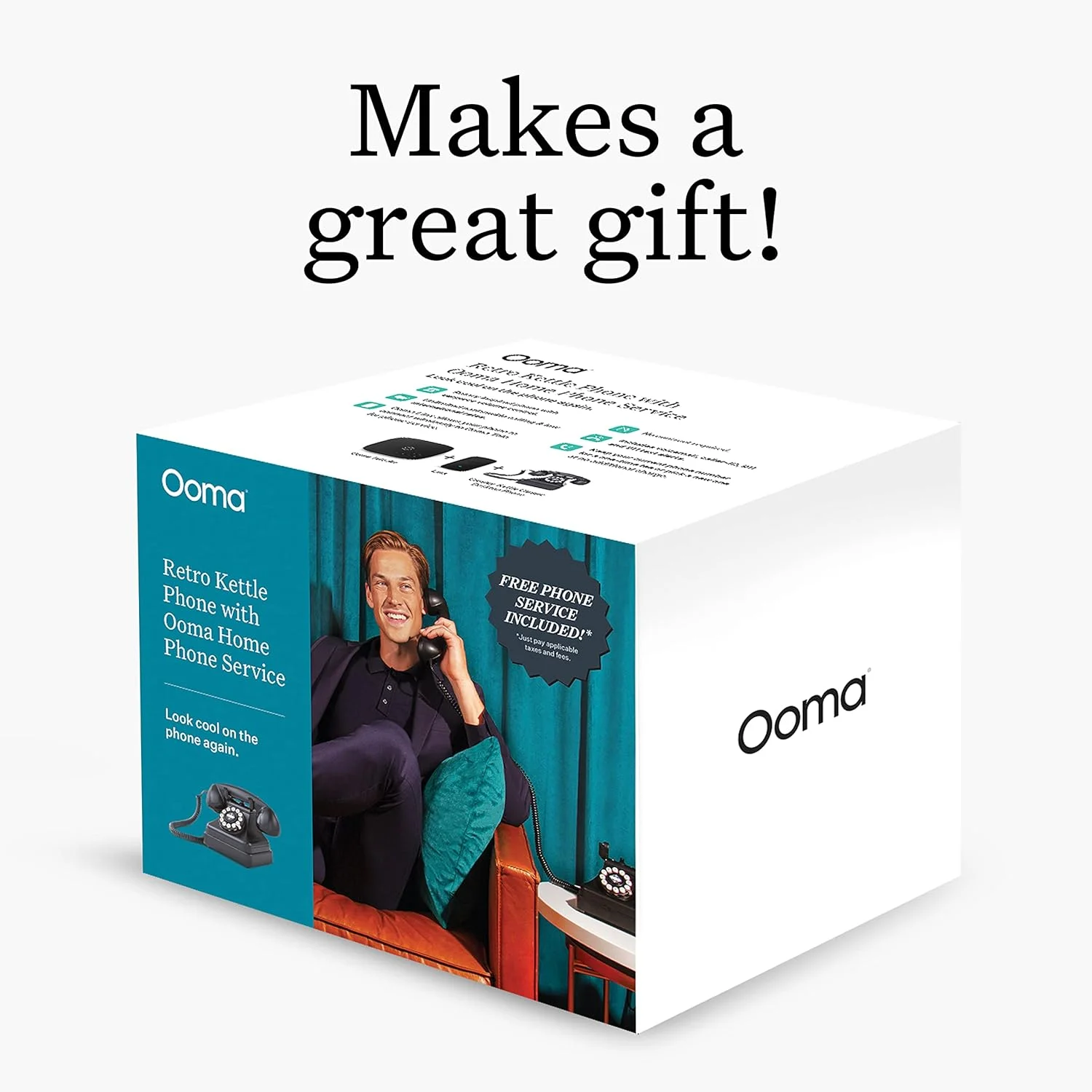 بسته Ooma Telo Air 2 با تلفن کتری رترو. گوشی الهام گرفته از تلفن چرخشی. شامل سرویس تلفن خانگی رایگان، فقط مالیات و هزینه ها را پرداخت کنید. تماس نامحدود در سراسر کشور. با برنامه موبایل رایگان در حال حرکت تماس بگیرید.