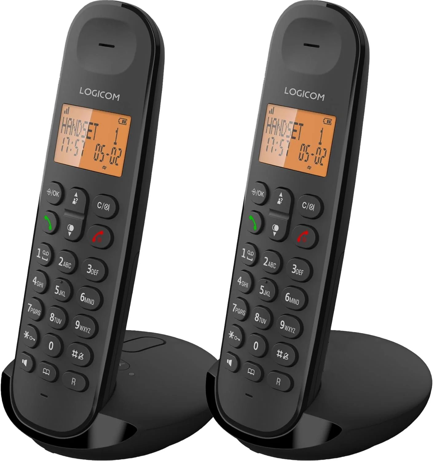 تلفن بی سیم ثابت Logicom ILOA 255T - با ضبط کننده پاسخ - دوتایی - تلفن های آنالوگ و DECT - مشکی