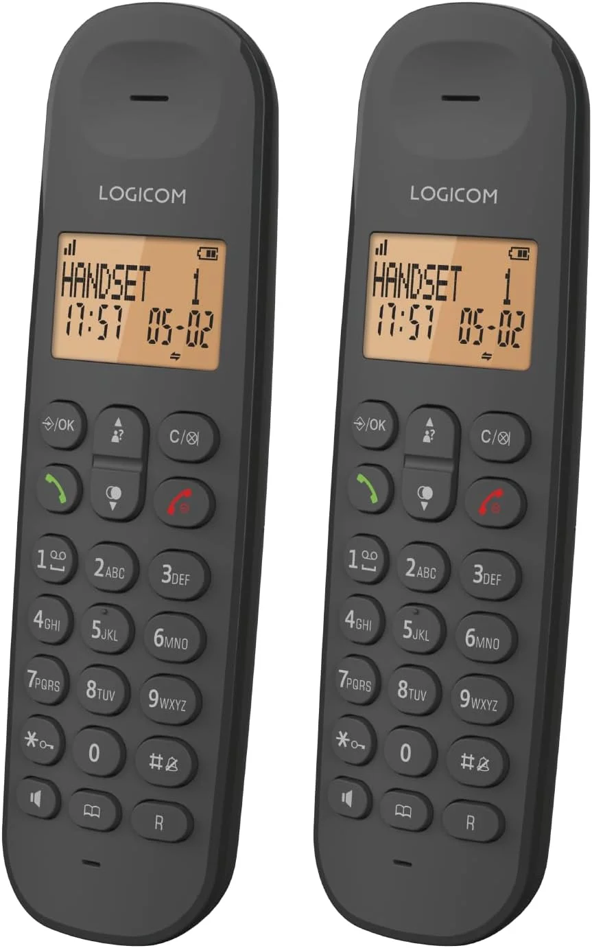تلفن بی سیم ثابت Logicom ILOA 255T - با ضبط کننده پاسخ - دوتایی - تلفن های آنالوگ و DECT - مشکی