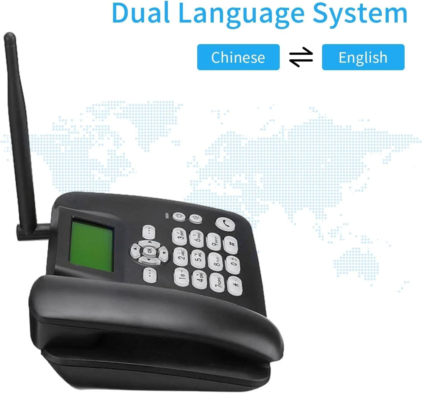تلفن بی سیم ثابت 4G رومیزی پشتیبانی از کارت سیم 850/900/1800/1900MHZ با رادیو، ساعت زنگ دار و عملکرد پیامک برای خانه، مرکز تماس، شرکت، هتل و اداره