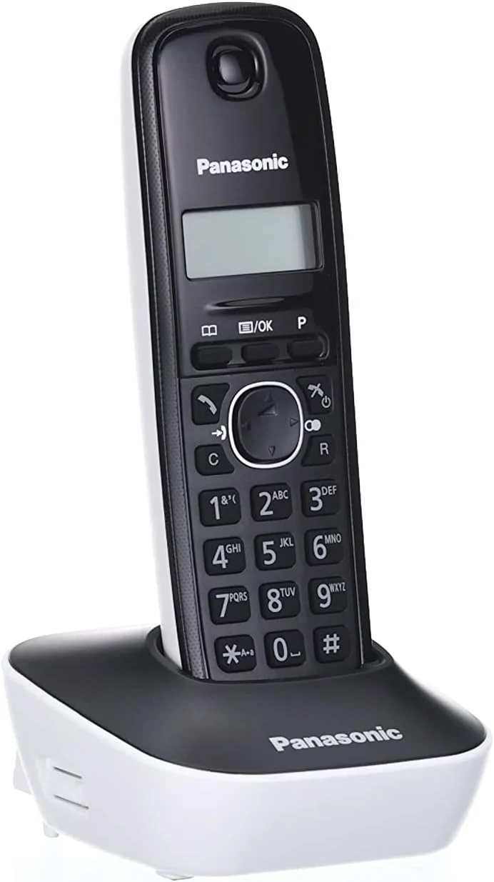 تلفن بی سیم دیجیتال پاناسونیک مدل KX-TG1611JTW، واحد پایه و یک گوشی، شناسه تماس گیرنده، باتری با دوام طولانی، صفحه نمایش LCD، دفترچه تلفن، انتخاب حافظه، آلارم، سفید