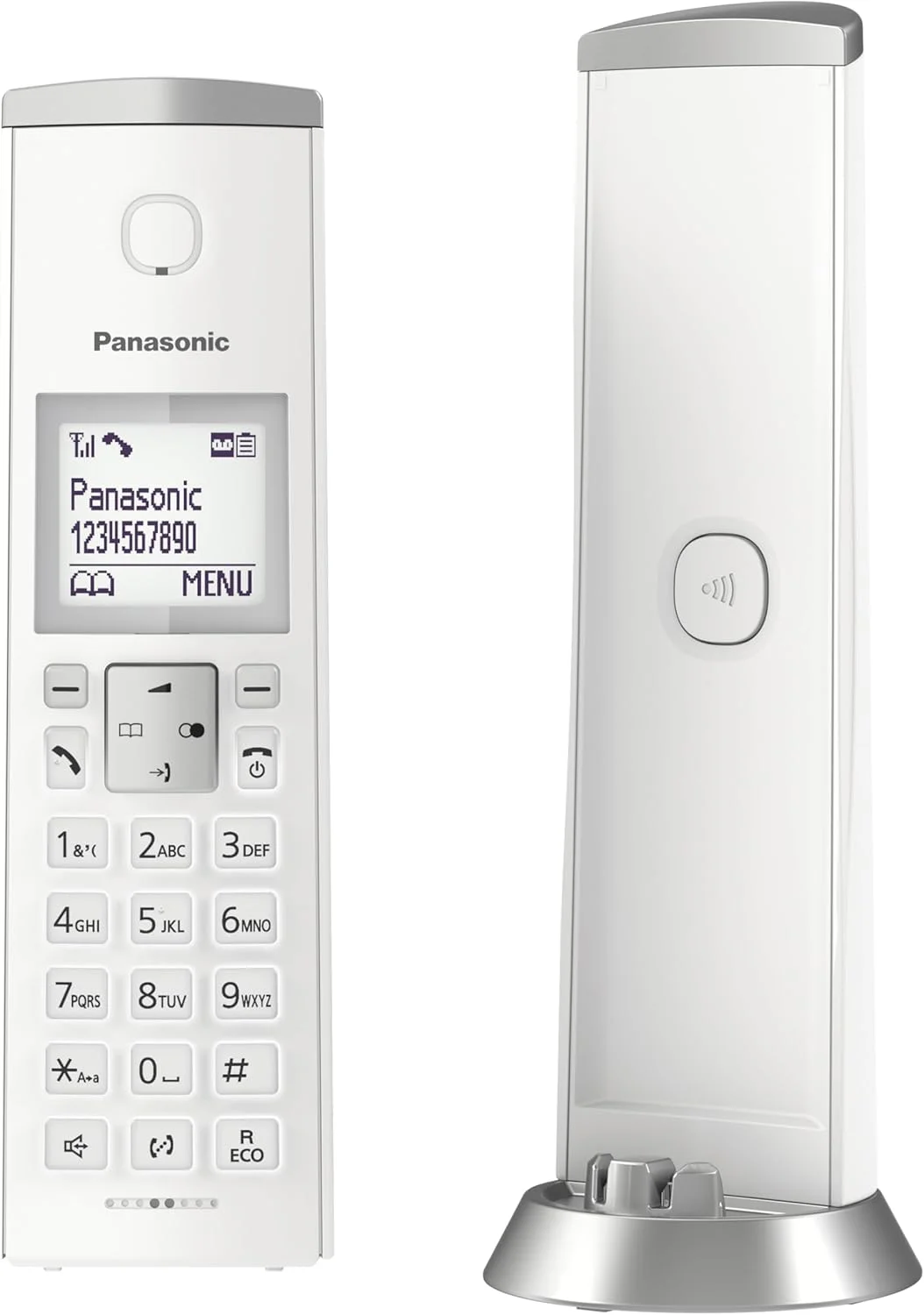تلفن بی سیم پاناسونیک مدل KX-TGK220 با طراحی زیبا، دارای تلفن گویا، مسدود کننده تماس و حالت مزاحم نشوید - سفید