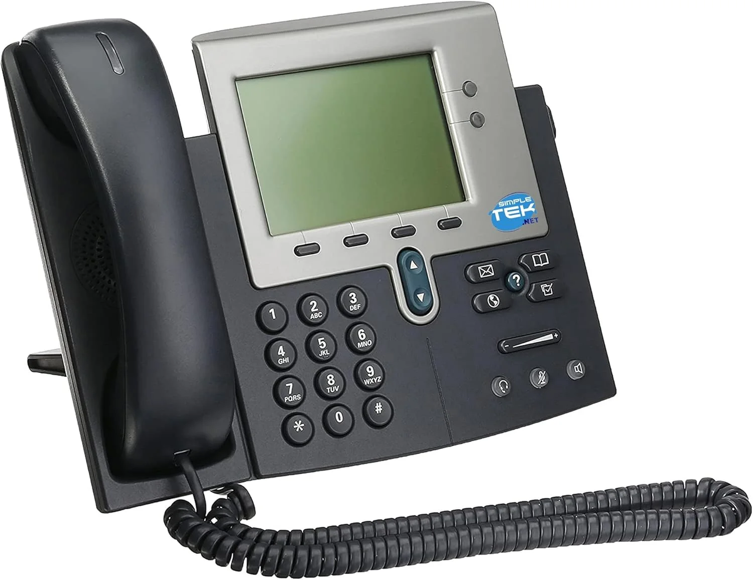 تلفن ویپ تجاری SIMPLETEK با قابلیت PoE، به همراه پایه و گوشی - LCD خاکستری، منبع تغذیه خارجی شامل (بازسازی شده)