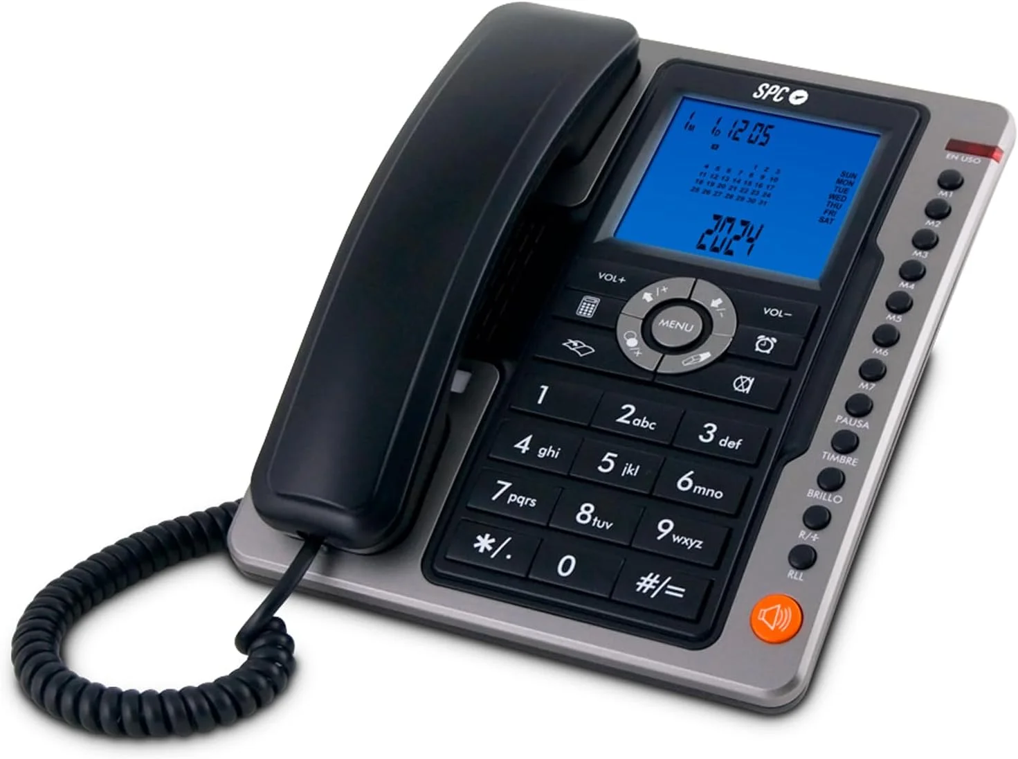 تلفن رومیزی SPC Office Pro با صفحه نمایش بزرگ نورانی با باتری، 7 حافظه، شناسه تماس گیرنده و کیت هندزفری - مشکی