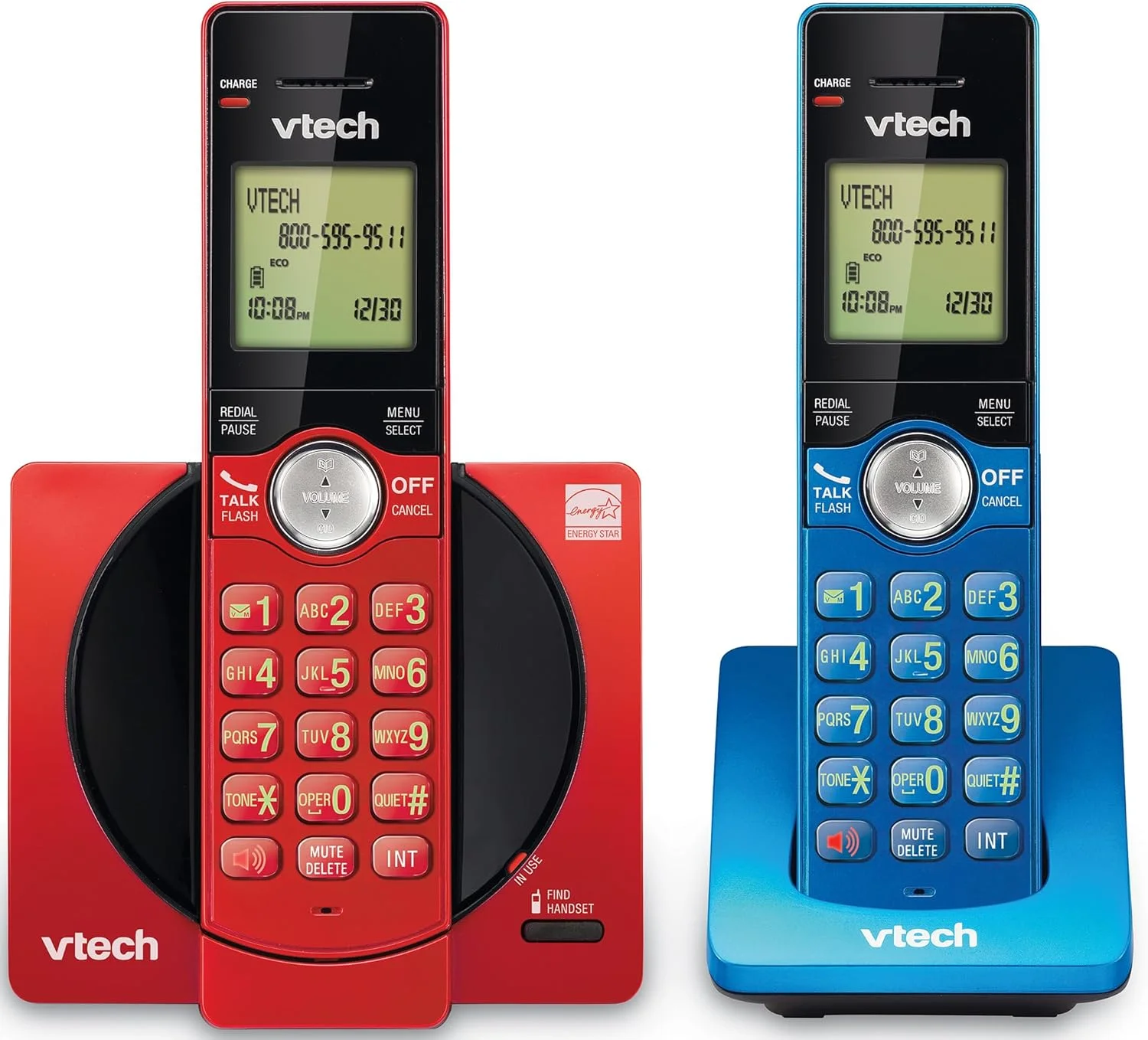تلفن بی سیم 2 گوشی VTech برای منزل با شناسه تماس گیرنده/انتظار مکالمه، تلفن های ثابت، صفحه کلید روشن، بلندگوی دو طرفه، حالت ECO و بی صدا، قابلیت نصب روی دیوار | CS6919-2R