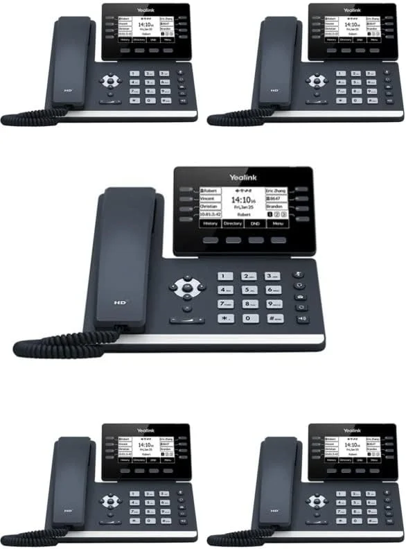 تلفن تحت شبکه یالینک SIP-T53 [بسته 5 عددی] 12 اکانت ویپ. صفحه نمایش گرافیکی 3.7 اینچی. USB 2.0، اترنت گیگابیتی دو پورت، 802.3af PoE، آداپتور برق شامل نمی شود (SIP-T53)…