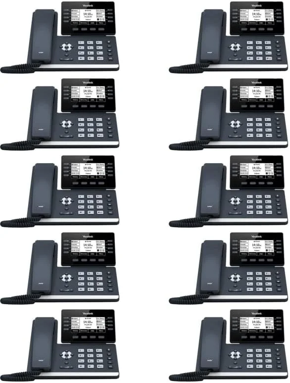 تلفن تحت شبکه یالینک SIP-T53W [بسته 10 عددی] 12 اکانت ویپ. نمایشگر گرافیکی 3.7 اینچی. USB 2.0، وای فای 802.11ac، اترنت گیگابیتی دو پورت، 802.3af PoE، آداپتور برق شامل نمی شود (SIP-T53W)