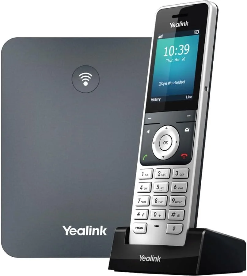 مجموعه تلفن بی سیم ویپ یالینک W76P شامل ۱ عدد ایستگاه پایه W70B SIP DECT (AC + PoE) و ۱ عدد گوشی W56H SIP DECT