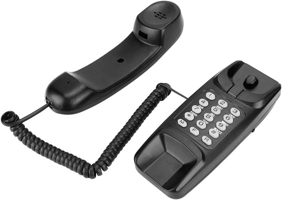 تلفن رومیزی/دیواری Zopsc، بدون نمایشگر شماره، تلفن سیمی با رابط RJ45 (6P2C) و تغذیه از خط تلفن برای منزل (مشکی)