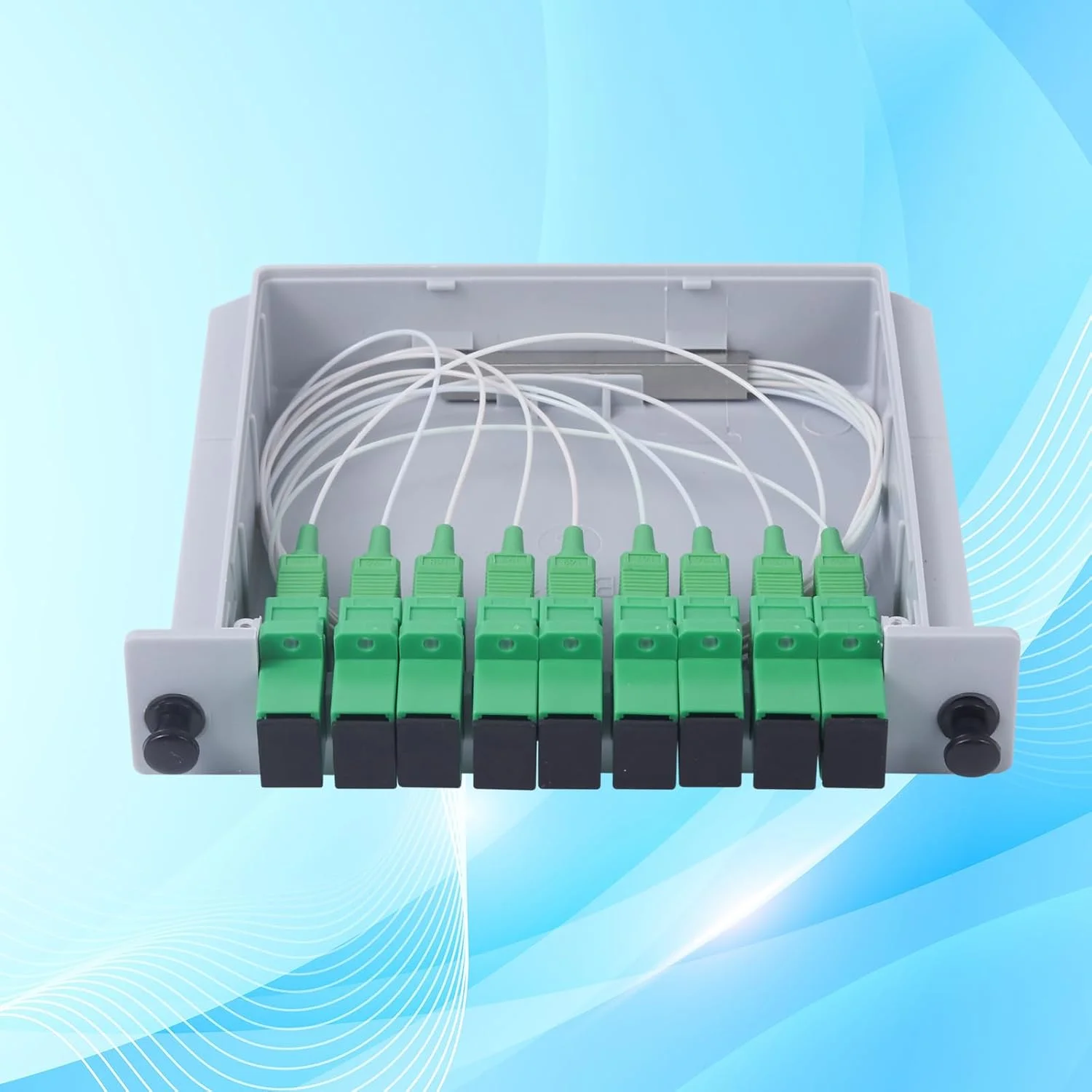 دو عدد اسپلیتر فیبر نوری PLC مدل SC/APC 1x8، اسپلیتر فیبر نوری SC APC کاست کارتی 1 به 4 برای سیم کشی خانگی، پروژه های مهندسی، شبکه فیبر نوری LAN، جعبه توزیع فیبر، اتاق های شبکه