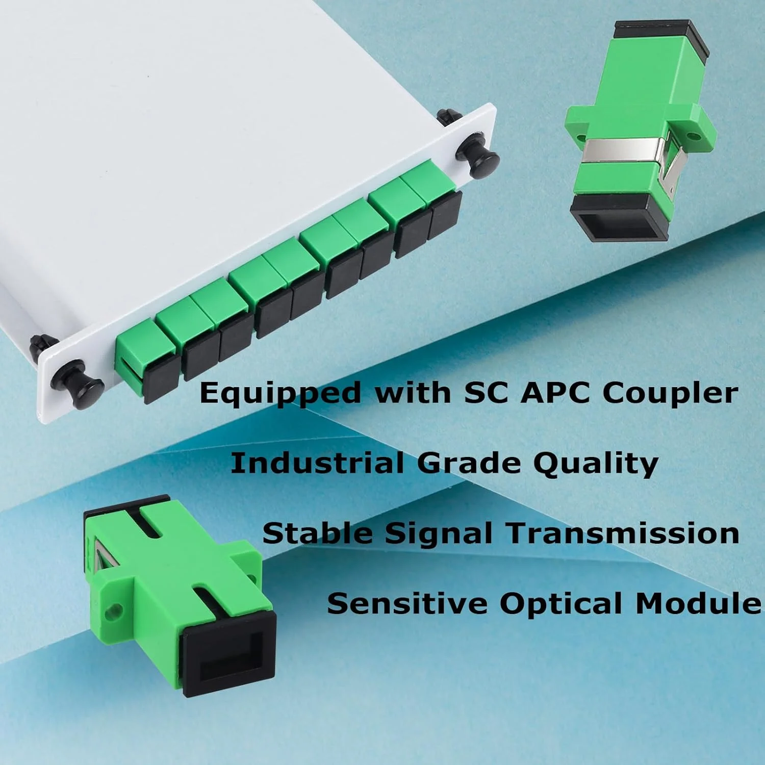 دو عدد اسپلیتر فیبر نوری PLC مدل SC/APC 1x8، اسپلیتر فیبر نوری SC APC کاست کارتی 1 به 4 برای سیم کشی خانگی، پروژه های مهندسی، شبکه فیبر نوری LAN، جعبه توزیع فیبر، اتاق های شبکه