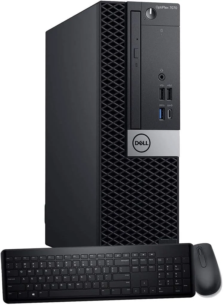 کامپیوتر رومیزی Dell OptiPlex 7070 SFF، پردازنده Intel Hexa Core i5-8500 3.0GHz تا 4.10GHz، رم 16GB DDR4، حافظه SSD NVMe M.2 جدید 1TB، وای فای AX210 6E داخلی، ویندوز 11 پرو، کیبورد و ماوس