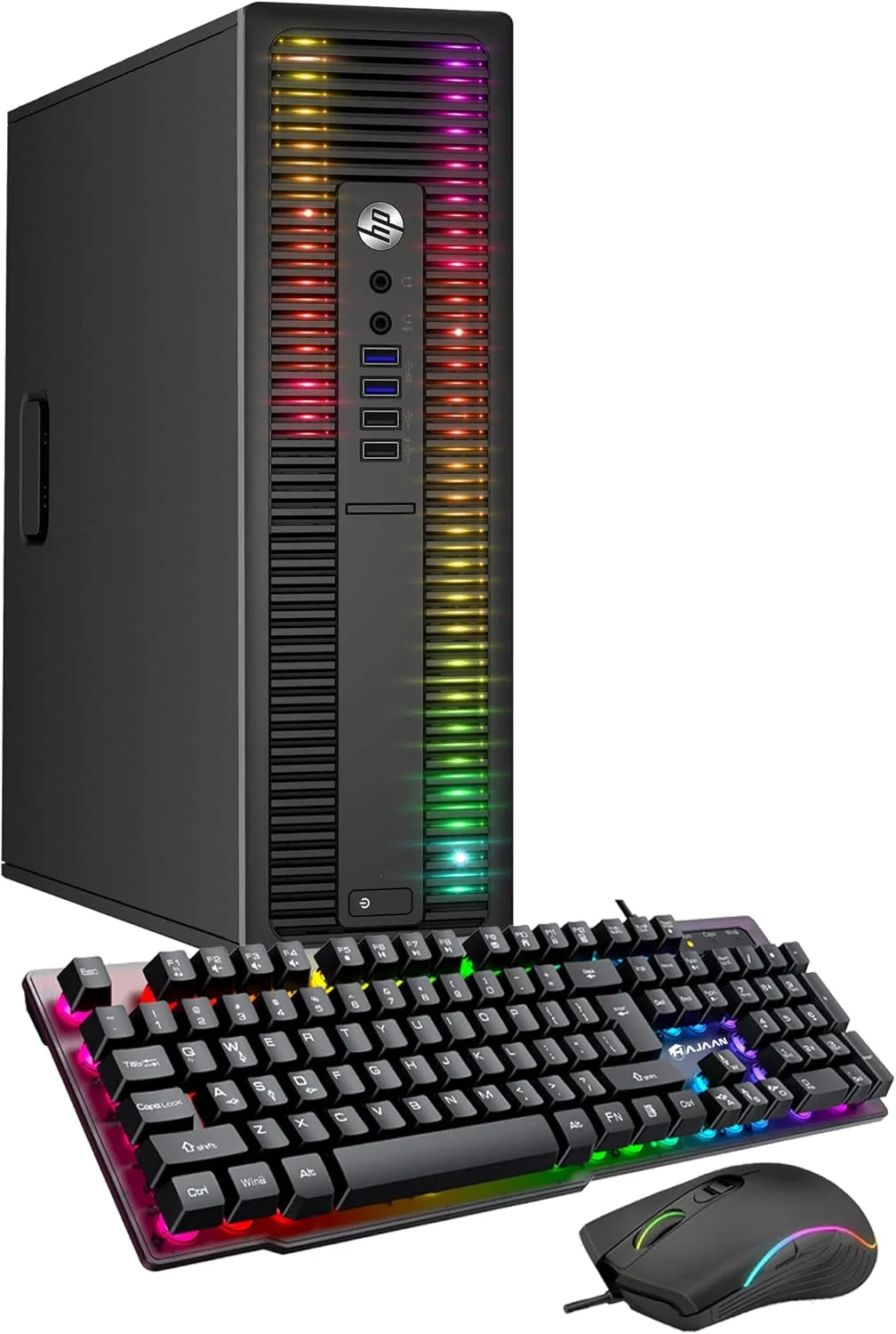 کامپیوتر رومیزی HP ProDesk با نورپردازی RGB سفارشی، پردازنده Intel Core i5 6500 3.2GHz، رم 8GB، حافظه SSD 256GB، ویندوز 10 پرو، به همراه کیبورد و ماوس (بازسازی شده)