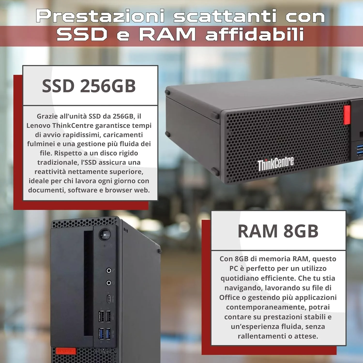 کامپیوتر رومیزی لنوو ThinkCentre Mx20s SFF | پردازنده Intel Core i5-8500 تا 4.10 گیگاهرتز | 8 گیگابایت رم | 256 گیگابایت SSD ویندوز 11 پرو | USB Type-C - ایستگاه اتصال 10-1 TPM 2.0