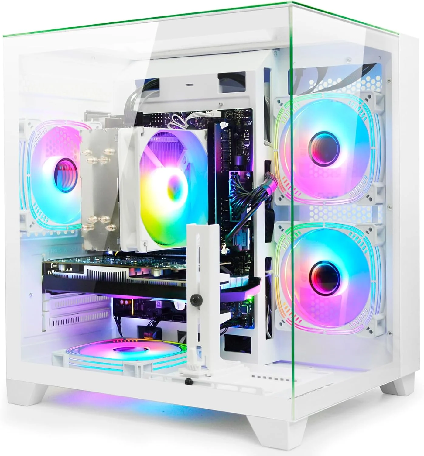 کامپیوتر گیمینگ LXZ رایزن 5 5500، RTX 3050 8GB، رم 16GB DDR4، SSD NVME 3.0 512GB، کامپیوتر رومیزی از پیش ساخته شده سفید برای بازی و بهره وری