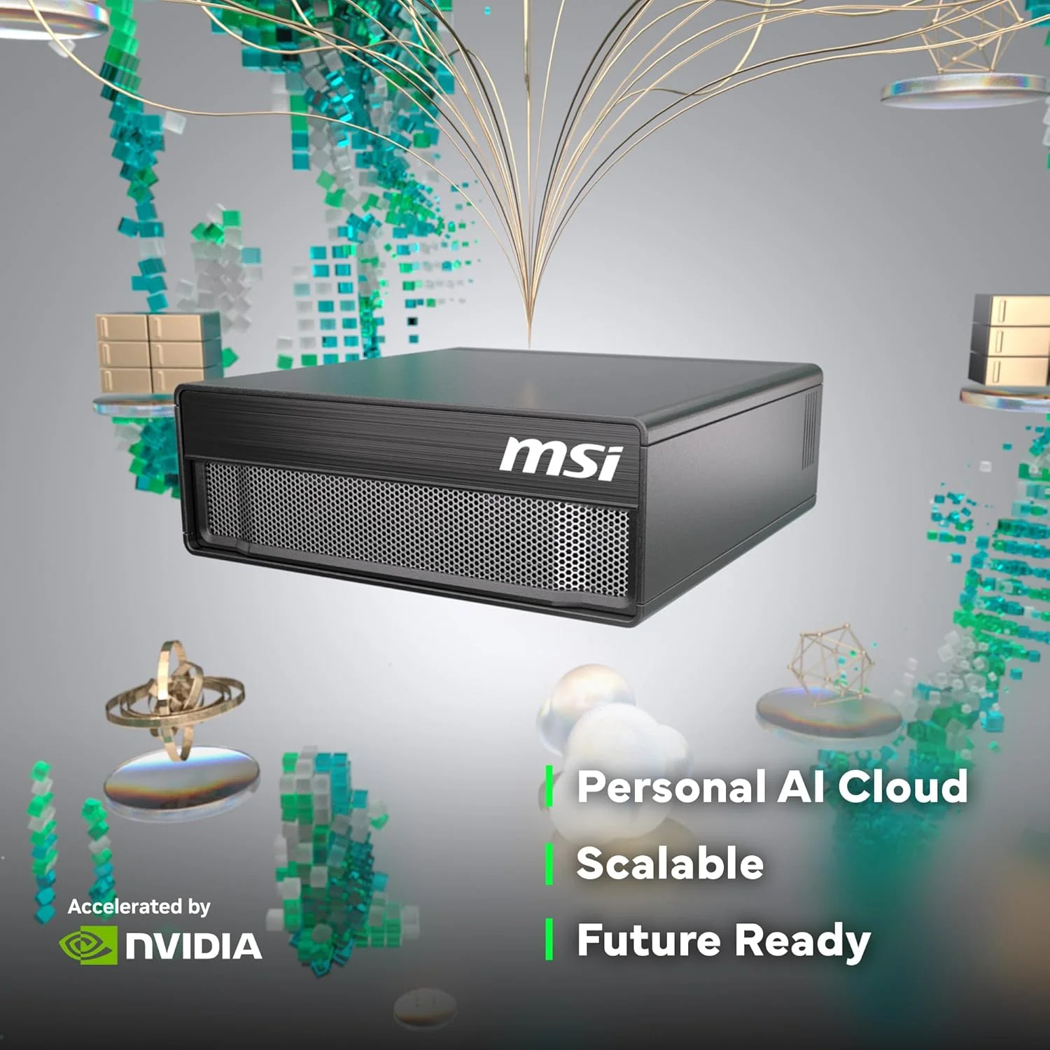 کامپیوتر رومیزی فوق العاده MSI EdgeXpert AI، پردازنده ARM، معماری NVIDIA GB10 Grace Blackwell، حافظه 128 گیگابایتی LPDDR5 Unify، حافظه اس اس دی 4 ترابایتی NVMe gen5، وای فای 7، BT 5.3، سیستم عامل NVIDIA DGX: 11SUS مشکی - تصویر 3