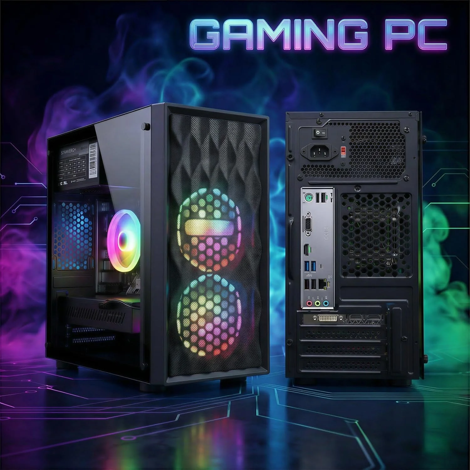 کامپیوتر رومیزی گیمینگ STGAubron، کارت گرافیک Radeon RX 560 4G، پردازنده Intel Core I7 نسل 8 تا 4.1 گیگاهرتز، 16 گیگابایت DDR4، 512 گیگابایت SSD، WiFi 6 و BT 5.2، فن RGB x2، ویندوز 11 هوم