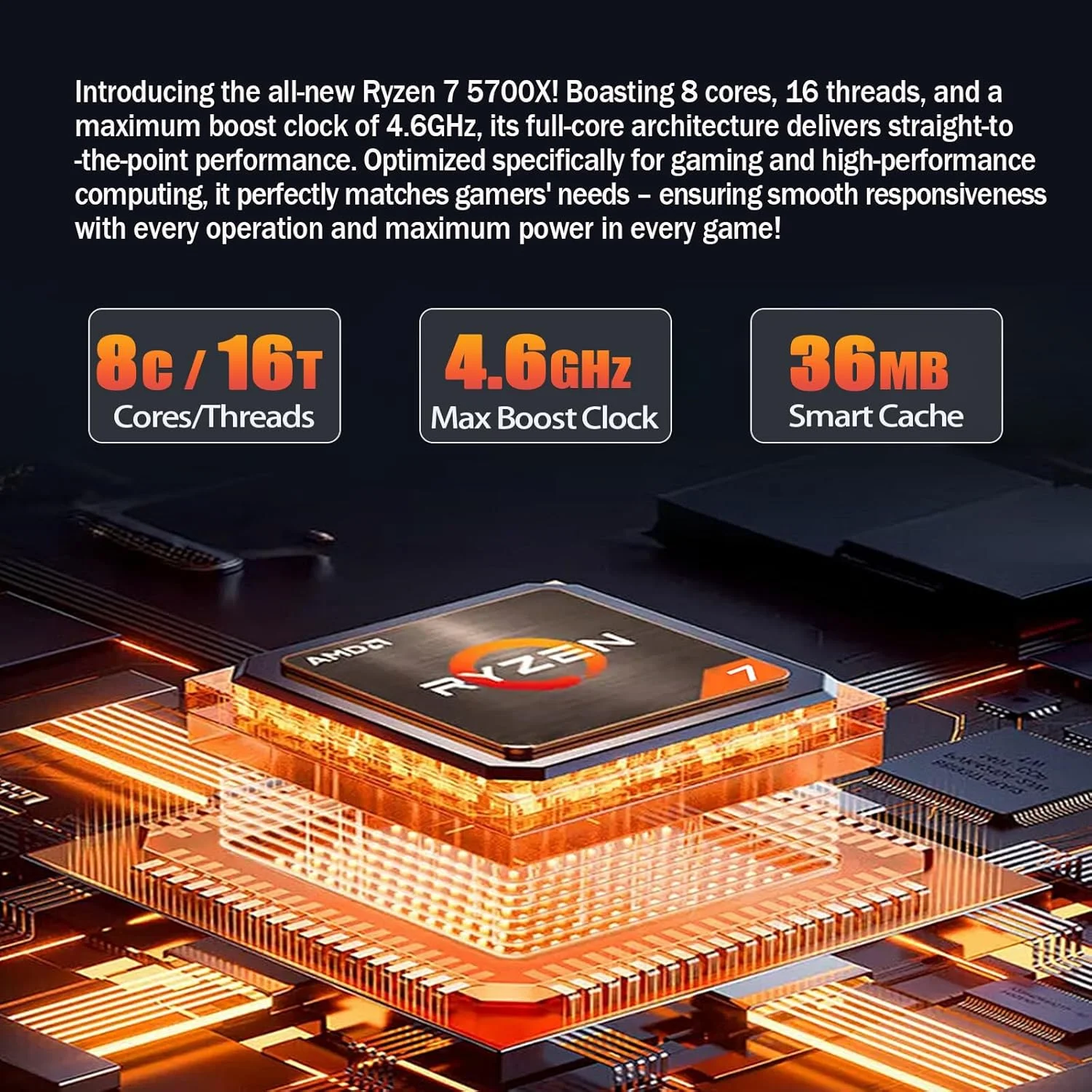 کامپیوتر رومیزی قدرتمند | Ryzen 7 5700X + RTX 5060 | 32 گیگابایت DDR4 + 1 ترابایت SSD | WIFI6 | مناسب برای طراحی اداری، برنامه نویسی، ویرایش ویدئو و کنسول بازی