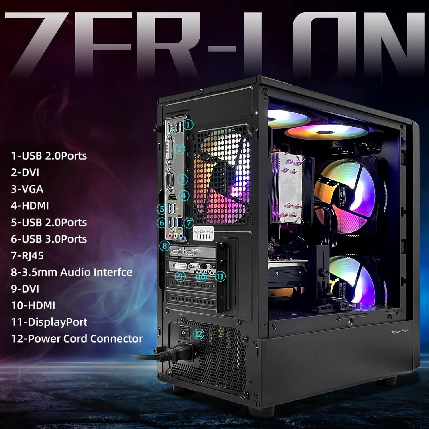 کامپیوتر رومیزی گیمینگ، کامپیوتر از پیش ساخته شده با پردازنده اینتل Core I7 تا 3.9 گیگاهرتز، GTX 1050Ti 4G، رم 16G DDR4، حافظه اس اس دی 1 ترابایتی NVME، فن خنک کننده ARGB، پشتیبانی از وای فای
