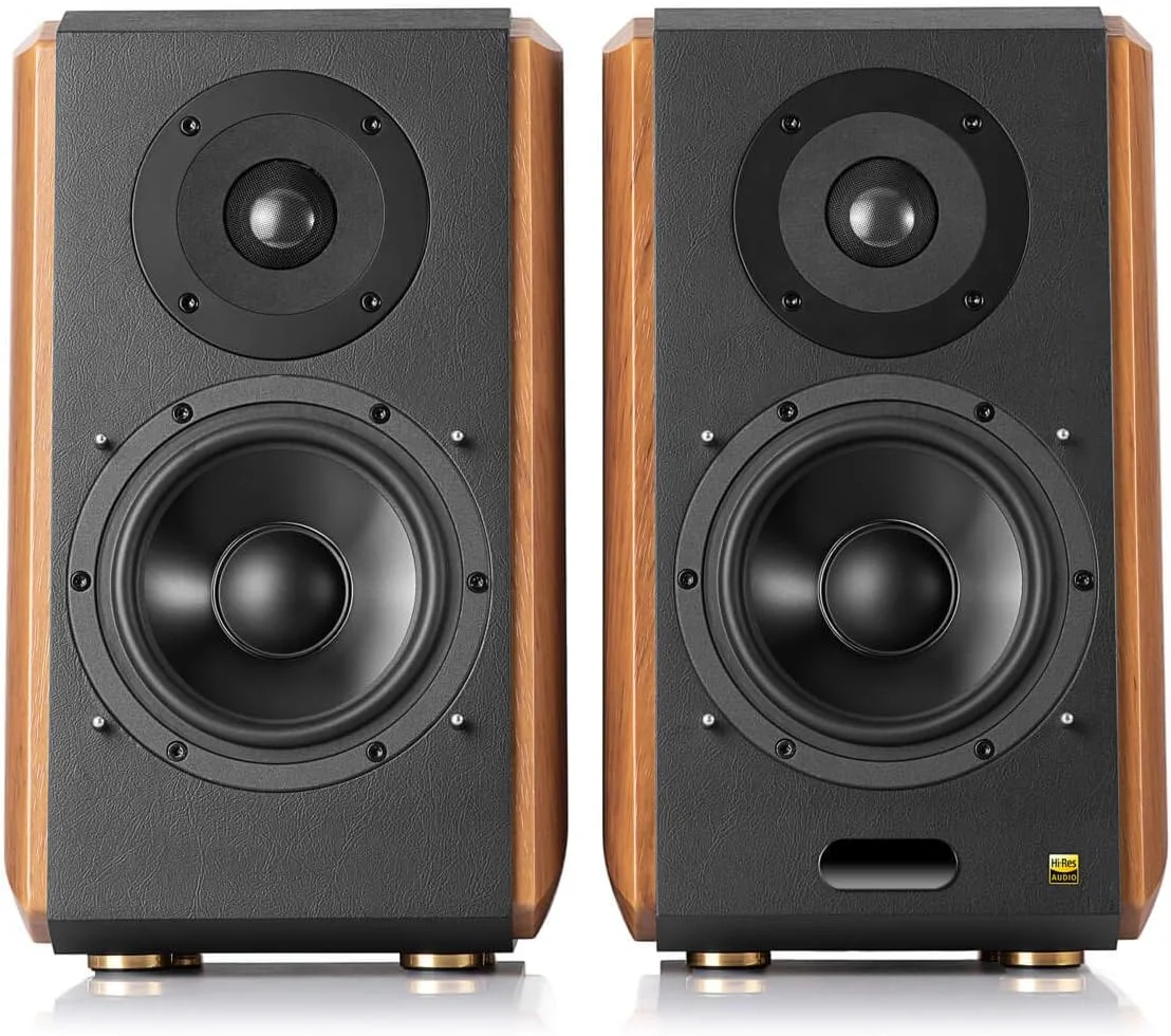 اسپیکرهای قفسه ای اکتیو ادیفایر مدل S1000MKII - اسپیکر بلوتوثی 120 واتی نسخه 5.0 با aptX HD - ورودی اپتیکال - مانیتور نزدیک میدان تقویت شده S1000MK2 با آمپلی فایر کلاس D قهوه ای