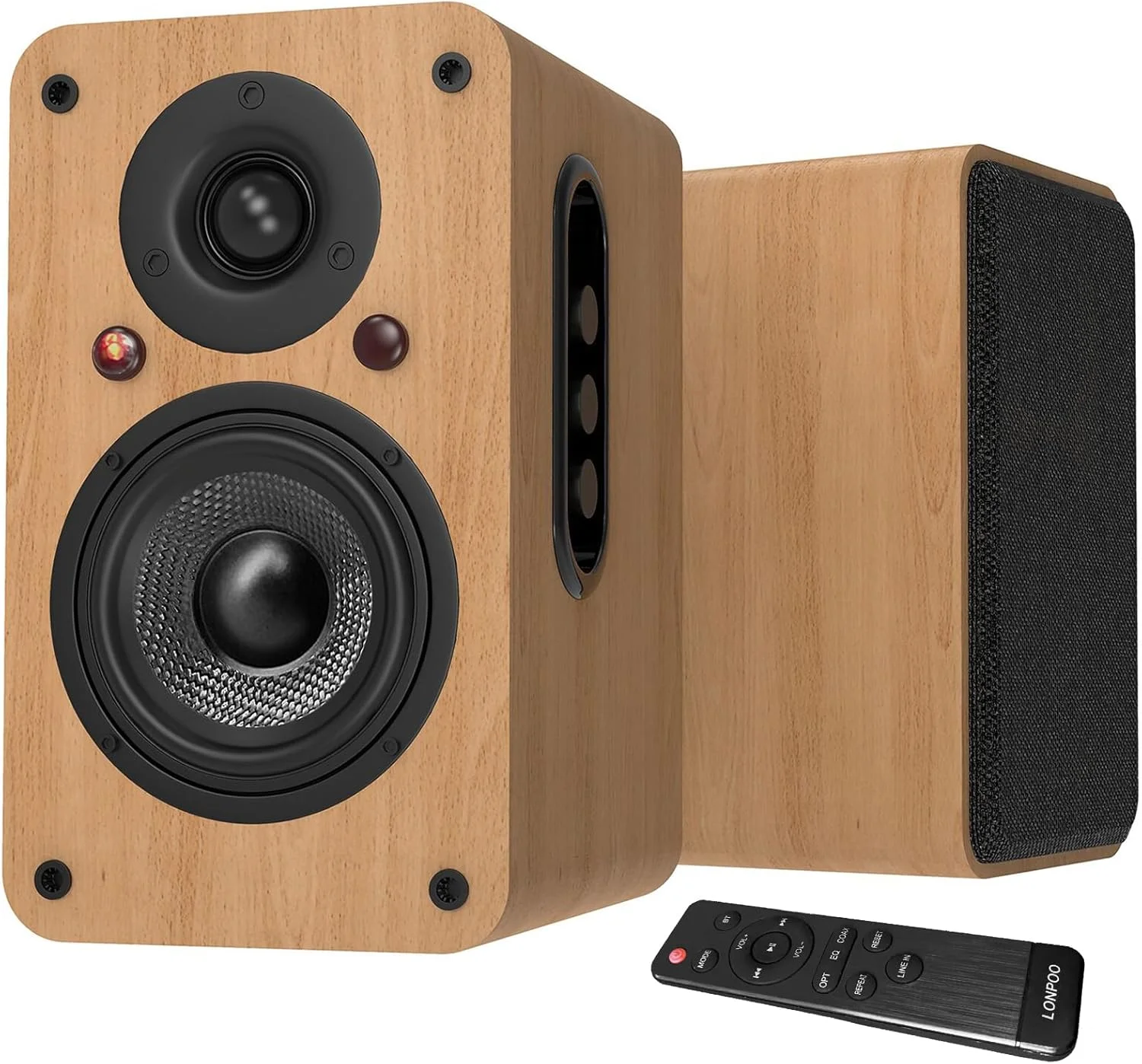 بلندگوی بلوتوث فعال LONPOO با توان 100 وات RMS، 4 اینچی، با HDM ARC، اپتیکال، کواکسیال، RCA، USB، AUX-in و کنترل از راه دور (LP-42X زرد)