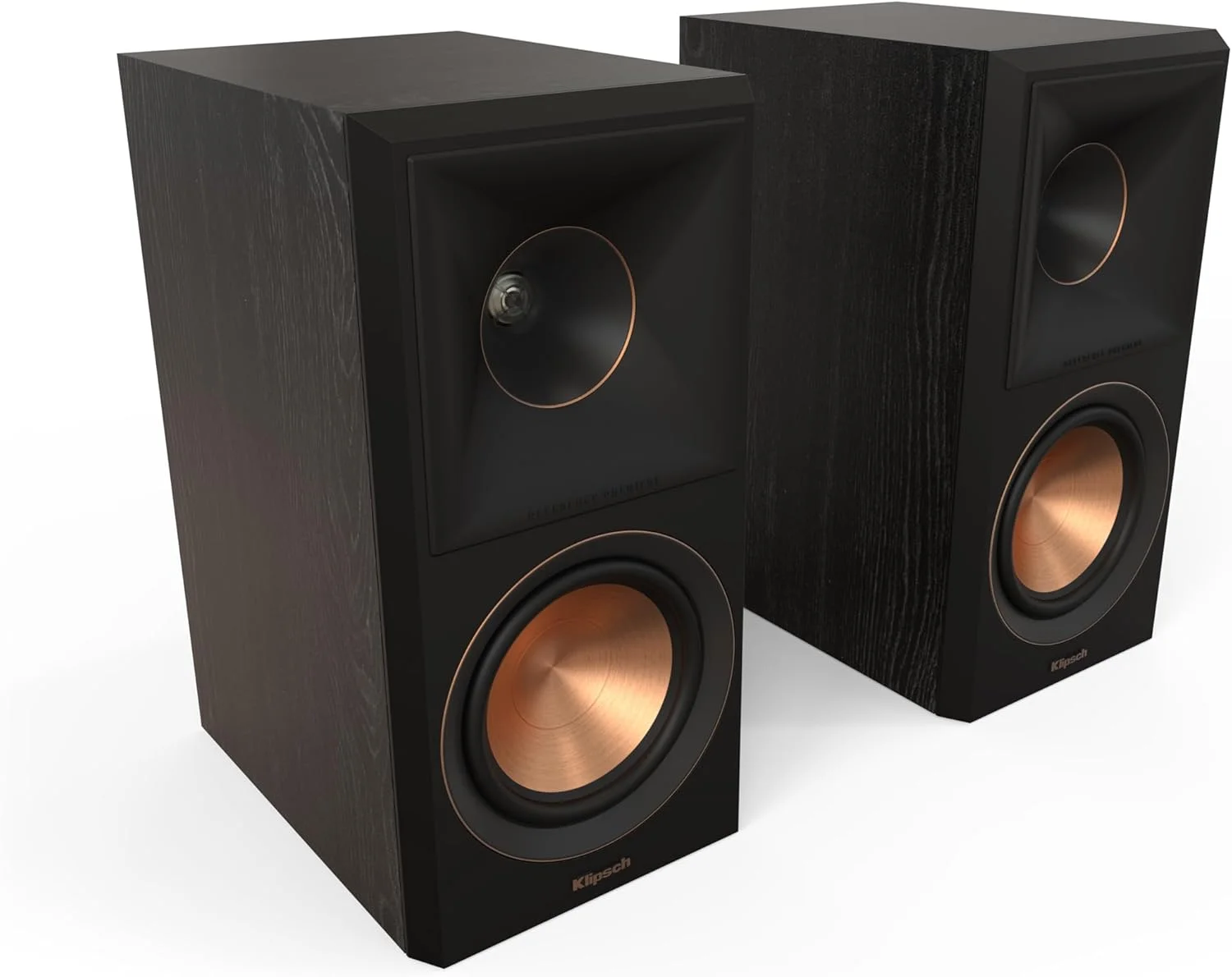 جفت بلندگوی قفسه کتابی Klipsch Reference Premiere RP-500M II با بوق بزرگتر هیبریدی Tractrix® ‎90° x 90°، تیوتر 1 اینچی، ووفر های 5.25 اینچی Cerametallic برای صدای فراگیر سینمای خانگی در رنگ مشکی آبنوس