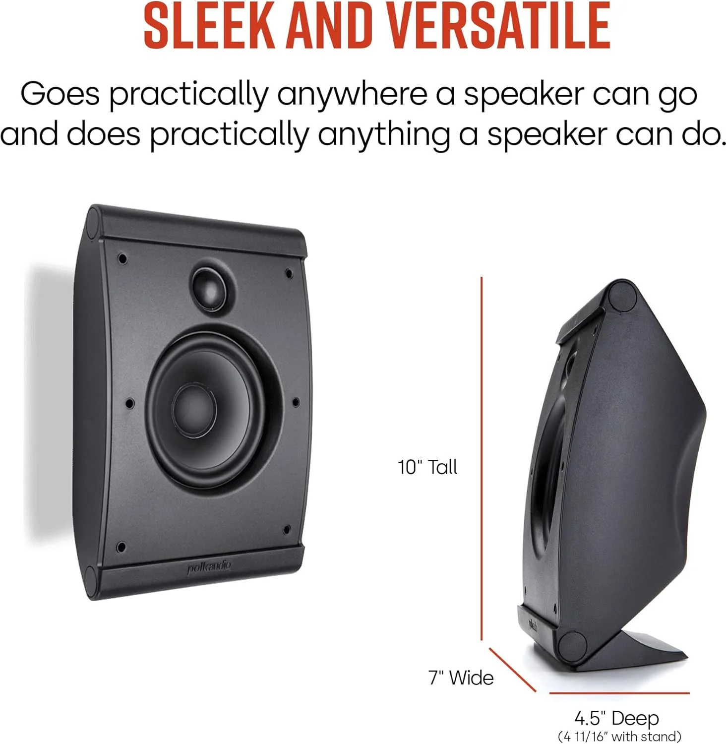 بلندگوهای دیواری و قفسه ای Polk Audio OWM3 | پرقدرت ترین بلندگوی چند منظوره | توری های قابل رنگ آمیزی (جفت، مشکی)