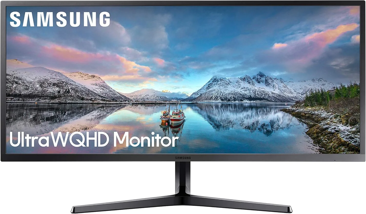 مانیتور فوق عریض 34 اینچی سامسونگ SJ55W - نرخ تازه‌سازی 75 هرتز، مانیتور کامپیوتر WQHD، رزولوشن 3440x1440p، پاسخ 4 میلی‌ثانیه، همگام‌سازی آزاد، صفحه نمایش تقسیم شده، HDMI، مشکی (بازسازی شده)