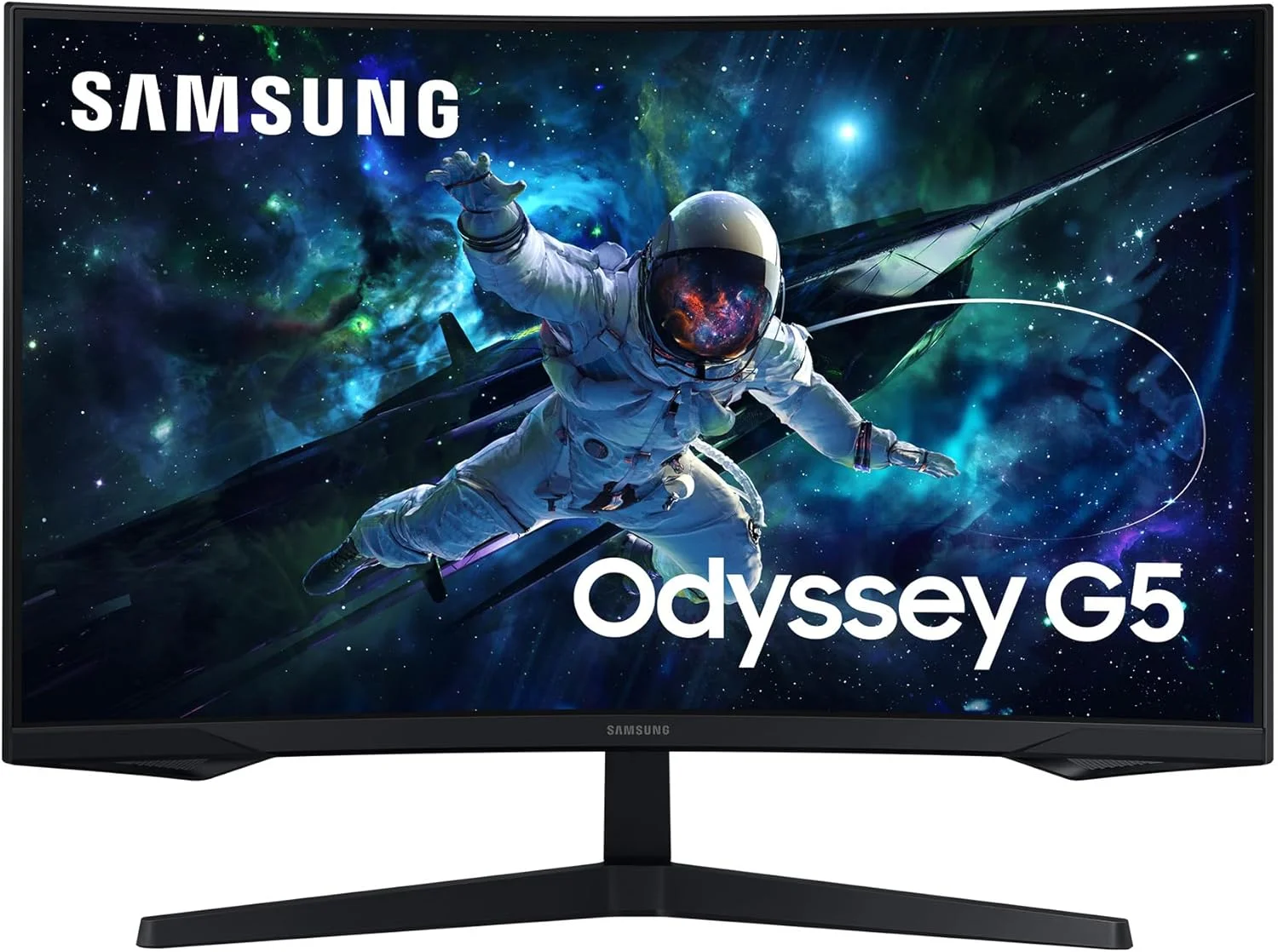 مانیتور گیمینگ خمیده سامسونگ Odyssey G55C، صفحه نمایش 32 اینچی با پنل VA، رزولوشن 2560 x 1440 پیکسل، شعاع 1000R، HDR10، AMD FreeSync، نرخ تازه سازی 165 هرتز، زمان پاسخگویی 1 میلی ثانیه (MPRT)