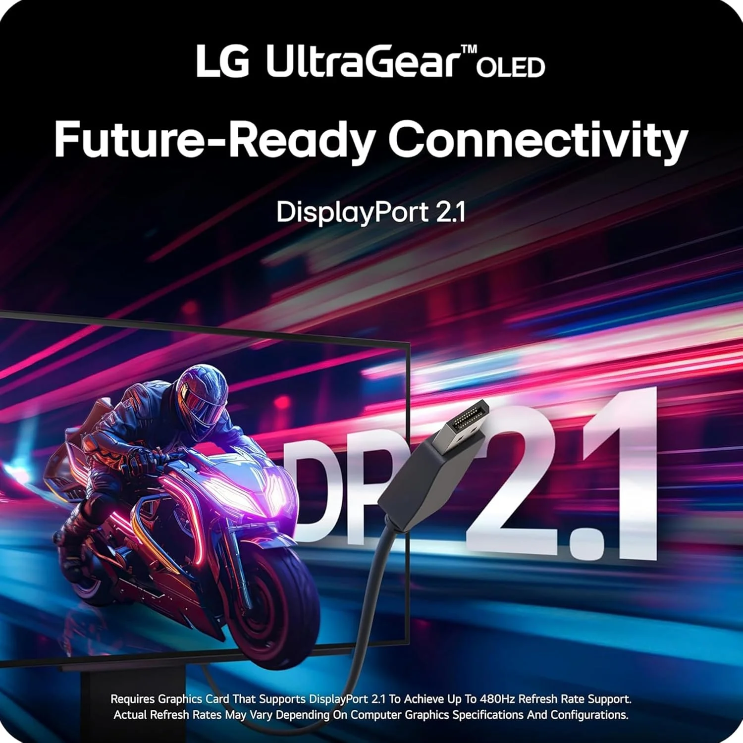 مانیتور گیمینگ 27 اینچی اولد LG مدل 27GX790A-B، رزولوشن QHD 1440p، نرخ بروزرسانی 480 هرتز، زمان پاسخگویی 0.03 میلی‌ثانیه، DisplayPort 2.1، True Black 400، NVIDIA G-Sync، AMD FreeSync Premium Pro، HDMI، USB، پایه با قابلیت تنظیم ارتفاع/چرخش/شیب، رنگ مشکی