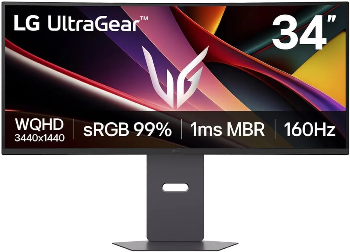 مانیتور گیمینگ خمیده 34 اینچی ال‌جی UltraGear™ مدل 34G600A-B | نرخ تازه‌سازی 160 هرتز، AMD FreeSync™ Premium با بلندگوهای استریو داخلی 5 وات x 2