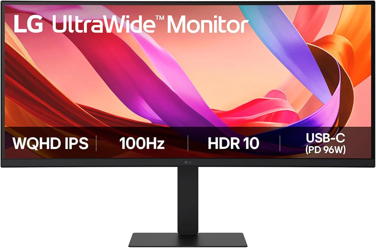 مانیتور فوق عریض ال‌جی مدل 34U650A-B، خمیده UWQHD 1440p IPS، ۳۴ اینچ، ۱۰۰ هرتز، ۵ میلی‌ثانیه GtG، HDR10، بلندگوها، HDMI، DP، USB-C (۹۶W PD)، مشکی