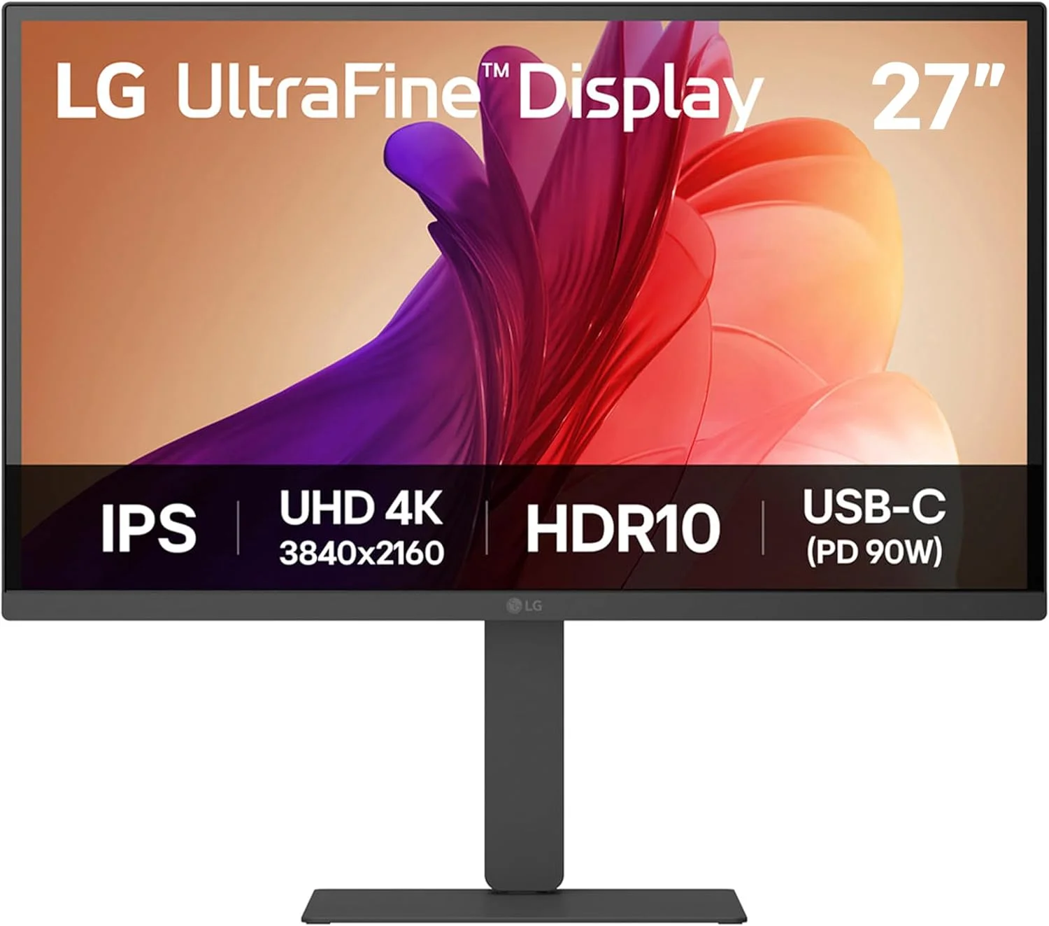 مانیتور LG UltraFine مدل 27U730A-B - 4K UHD IPS 27 اینچ، 60 هرتز، 5 میلی‌ثانیه GtG، HDR10، نمایشگر خانگی/اداری، ویژگی‌های محافظت از چشم، بلندگوهای داخلی، HDMI، DisplayPort، USB-C با PD 90W، مشکی
