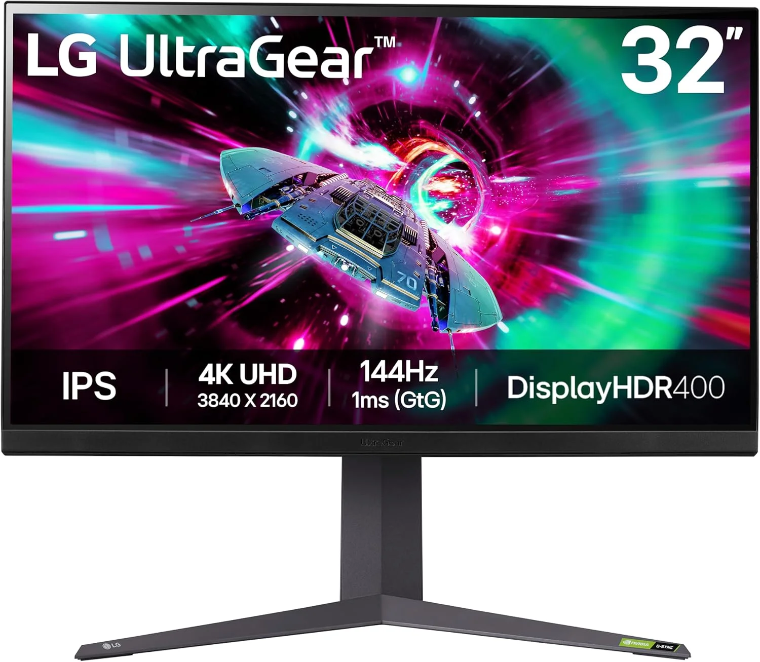 مانیتور گیمینگ 4K ال‌جی UltraGear مدل 32GR93U، سایز 31.5 اینچ، کیفیت 4K، نرخ نوسازی 144 هرتز، زمان پاسخ‌گویی 1 میلی‌ثانیه GtG، پنل IPS، HDR 10، سازگار با NVIDIA G-Sync و AMD FreeSync، دارای قابلیت Smart Energy Saving، پورت Displayport و HDMI