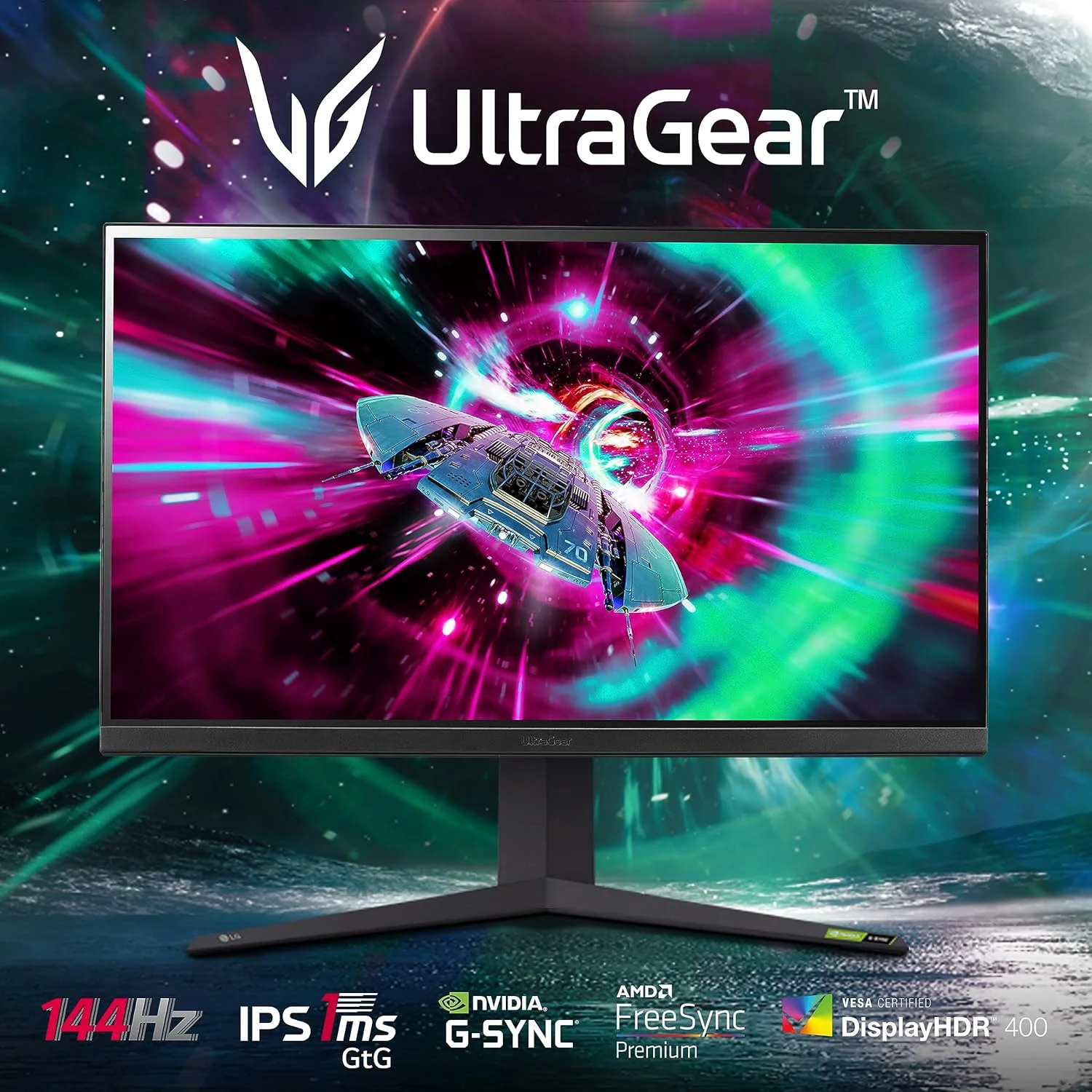 مانیتور گیمینگ 4K ال‌جی UltraGear مدل 32GR93U، سایز 31.5 اینچ، کیفیت 4K، نرخ نوسازی 144 هرتز، زمان پاسخ‌گویی 1 میلی‌ثانیه GtG، پنل IPS، HDR 10، سازگار با NVIDIA G-Sync و AMD FreeSync، دارای قابلیت Smart Energy Saving، پورت Displayport و HDMI