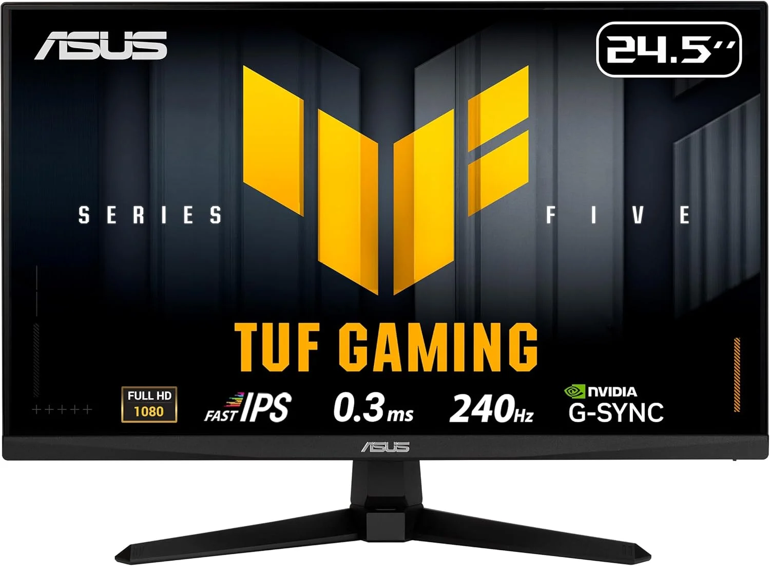 مانیتور گیمینگ 24.5 اینچی ایسوس سری TUF Gaming 5 مدل (VG259QM5A) - فول اچ دی، Fast-IPS، 240 هرتز، 0.3 میلی‌ثانیه، سازگار با G-SYNC، FreeSync Premium، پوشش 99% sRGB، DisplayWidget، هوش مصنوعی گیمینگ