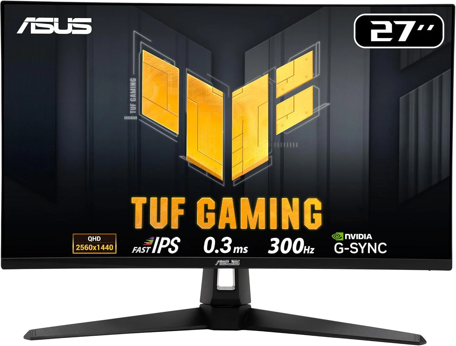 مانیتور گیمینگ 27 اینچی ایسوس سری TUF Gaming مدل VG27AQM5A: QHD (2560x1440)، 300 هرتز، Fast IPS، ELMB Sync، 0.3 میلی‌ثانیه (GTG)، بلندگوی استریو، 95% DCI-P3، DisplayWidget Center - مشکی