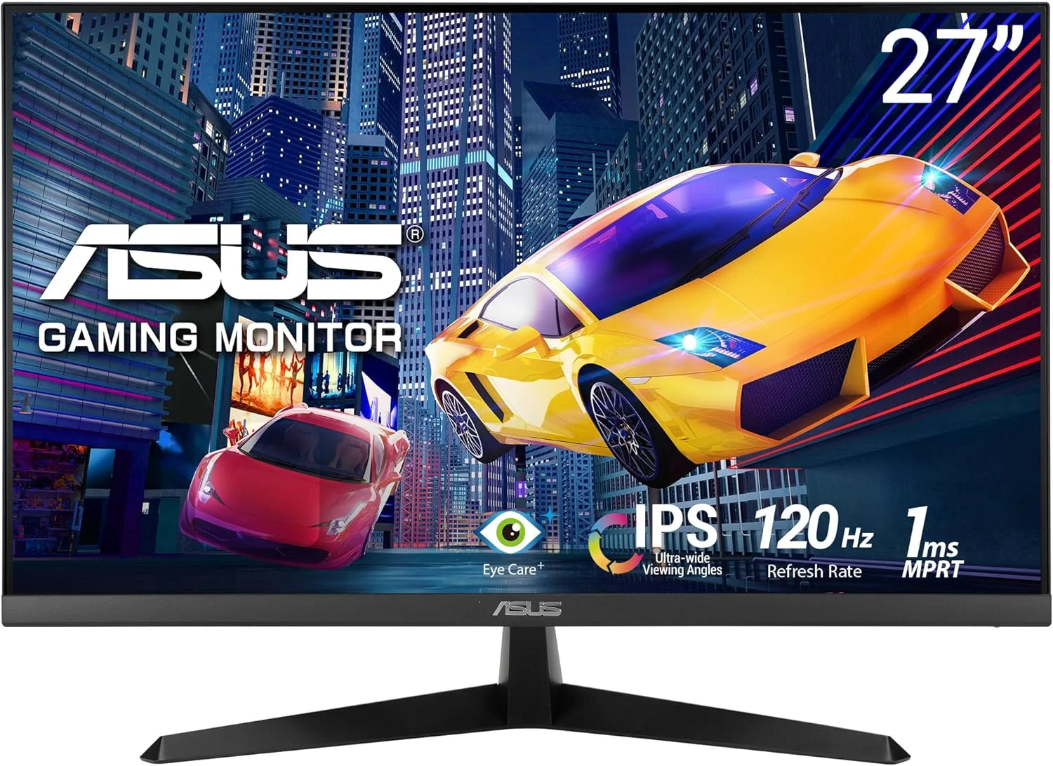 مانیتور گیمینگ 27 اینچی ایسوس مدل VY279HGR با فناوری محافظت از چشم (FHD (1920 x 1080), IPS, 120 هرتز (OC), SmoothMotion, 1 میلی‌ثانیه (MPRT), Adaptive Sync, Eye Care Plus, فیلتر نور آبی, Flicker Free)