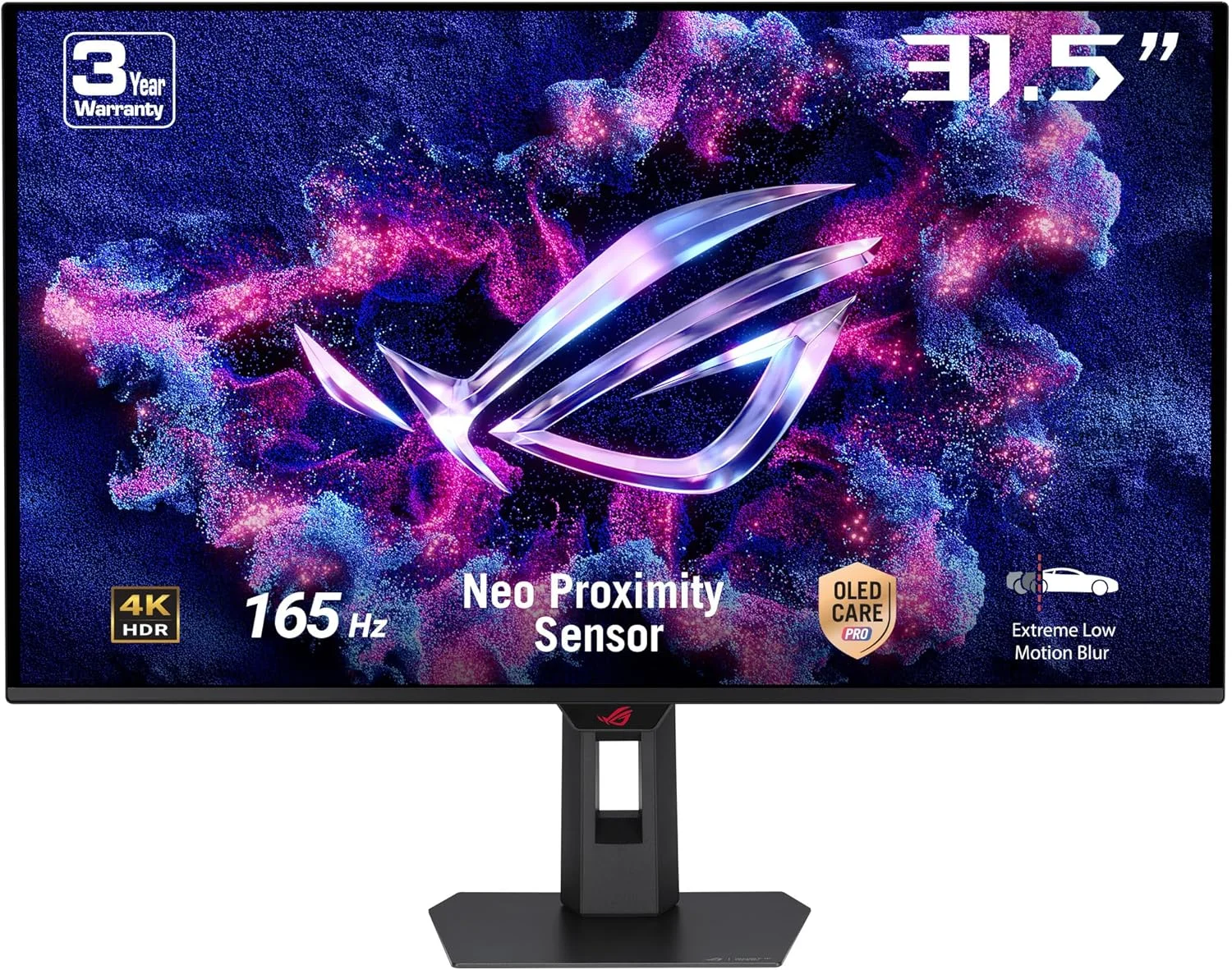 مانیتور گیمینگ 31.5 اینچی ایسوس ROG Strix XG32UCDS با کیفیت 4K UHD QD-OLED (3840 x 2160)، نرخ نوسازی 165 هرتز، زمان پاسخگویی 0.03 میلی‌ثانیه (GTG)، حسگر مجاورتی Neo، G-SYNC، مرکز DisplayWidget، مشکی