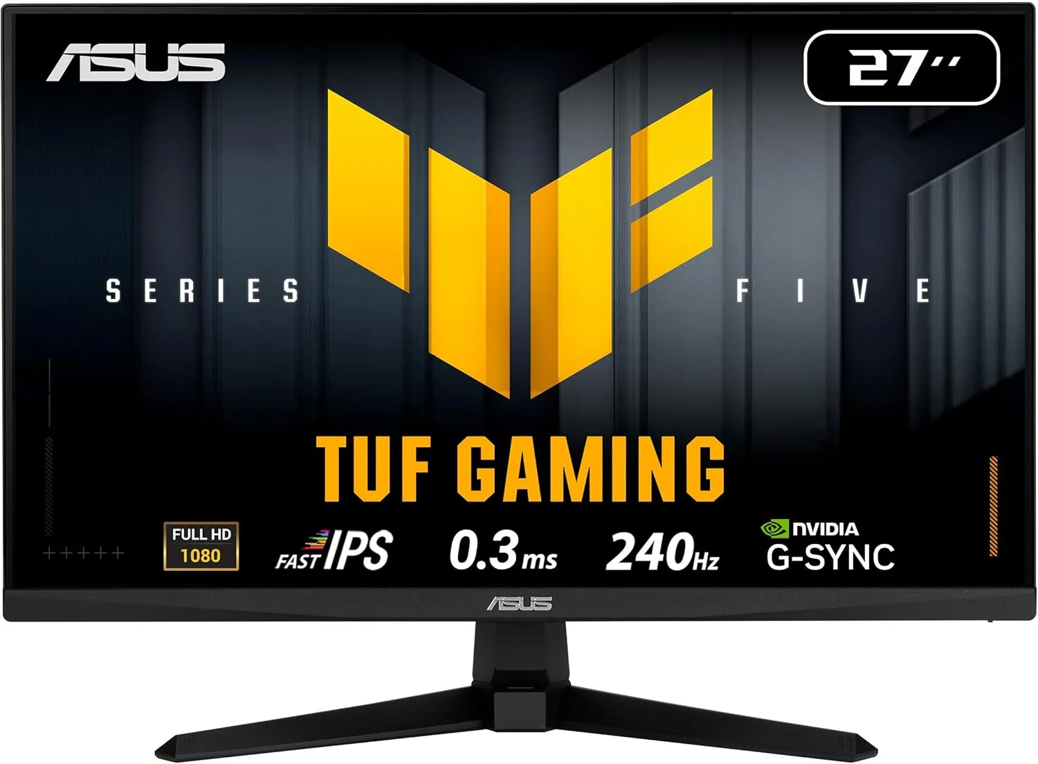 مانیتور 27 اینچی ایسوس سری TUF Gaming مدل VG279QM5A، نمایشگر IPS سریع، رزولوشن FHD، نرخ نوسازی 240 هرتز، زمان پاسخگویی 0.3 میلی‌ثانیه، AMD FreeSync Premium، NVIDIA G-Sync، مشکی، 90LM0B80-B01171