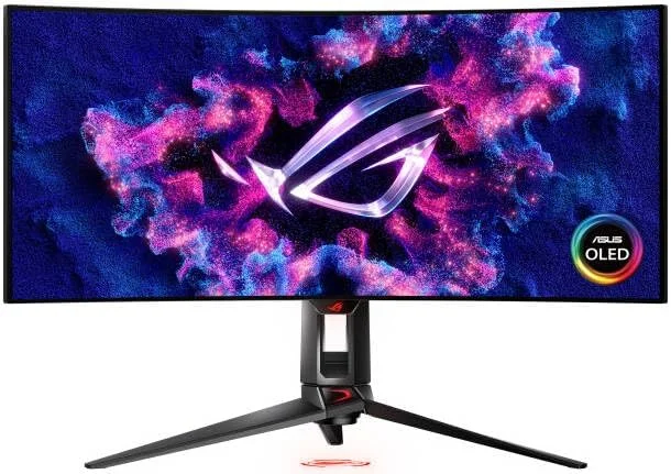 مانیتور گیمینگ ایسوس ROG Swift PG34WCDM – 34 اینچ فوق عریض QHD (3440x1440)، OLED، 240 هرتز، 0.03 میلی‌ثانیه، DisplayPort + HDMI (x2) + USB-C + USB Hub، مشکی