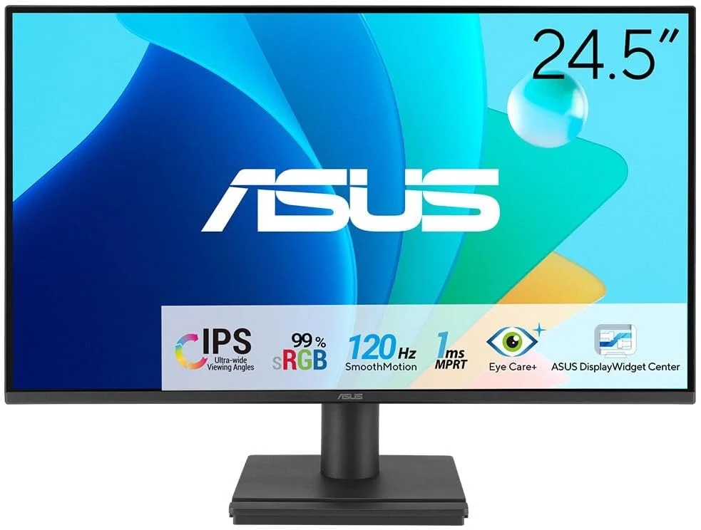مانیتور گیمینگ مراقبت از چشم ASUS VA259HGA - (62.2 سانتی متر (24.5 اینچ)، مشکی، FullHD، IPS، Adaptive-Sync، پنل 120 هرتز) [کلاس انرژی E] (90LM0AS1-B01171)