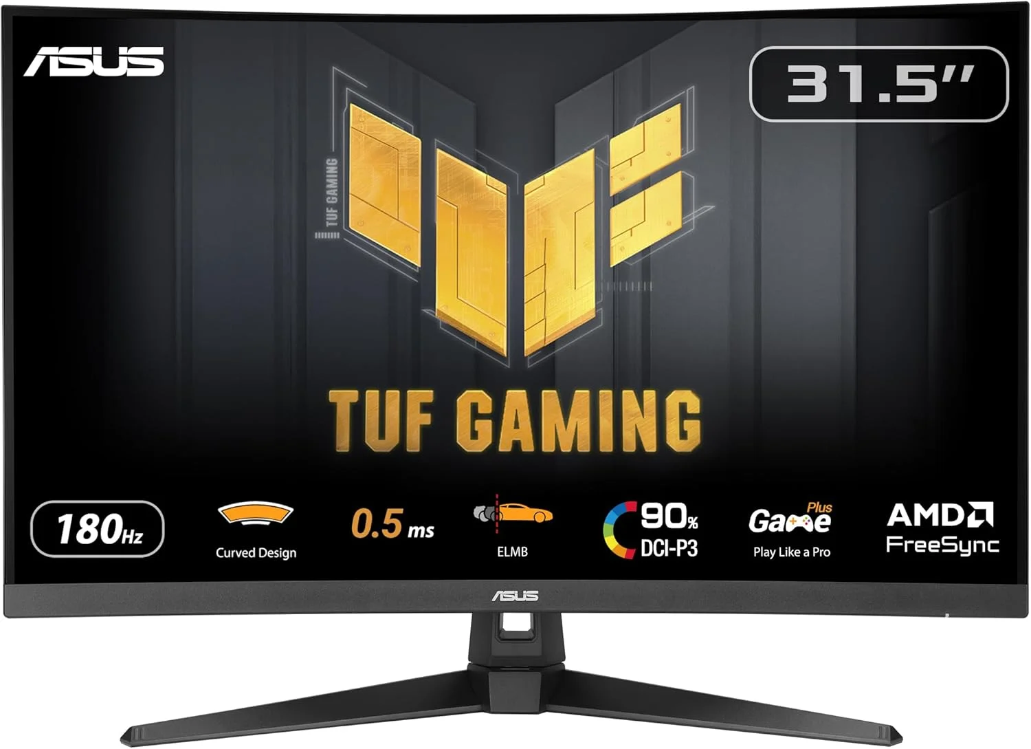 مانیتور گیمینگ ایسوس TUF Gaming VG32WQ3B - 31.5 اینچ QHD، خمیده، 180 هرتز، ELMB، FreeSync، 1 میلی‌ثانیه GTG (حداقل 0.5 میلی‌ثانیه)، 90% DCI-P3، HDR، DisplayWidget Center