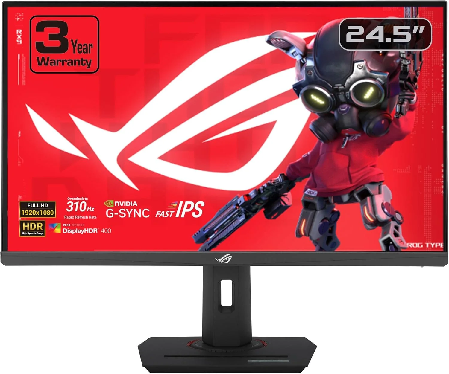 مانیتور گیمینگ 24.5 اینچی ایسوس ROG Strix مدل XG259CMS با پورت USB-C و HDR400 – فول اچ دی 1080p، نرخ نوسازی 310 هرتز، زمان پاسخگویی 1 میلی‌ثانیه، پنل Fast IPS، پوشش 110% SRGB، Extreme Low Motion Blur Sync، سازگار با G-SYNC، DisplayWidget و پایه نگهدارنده
