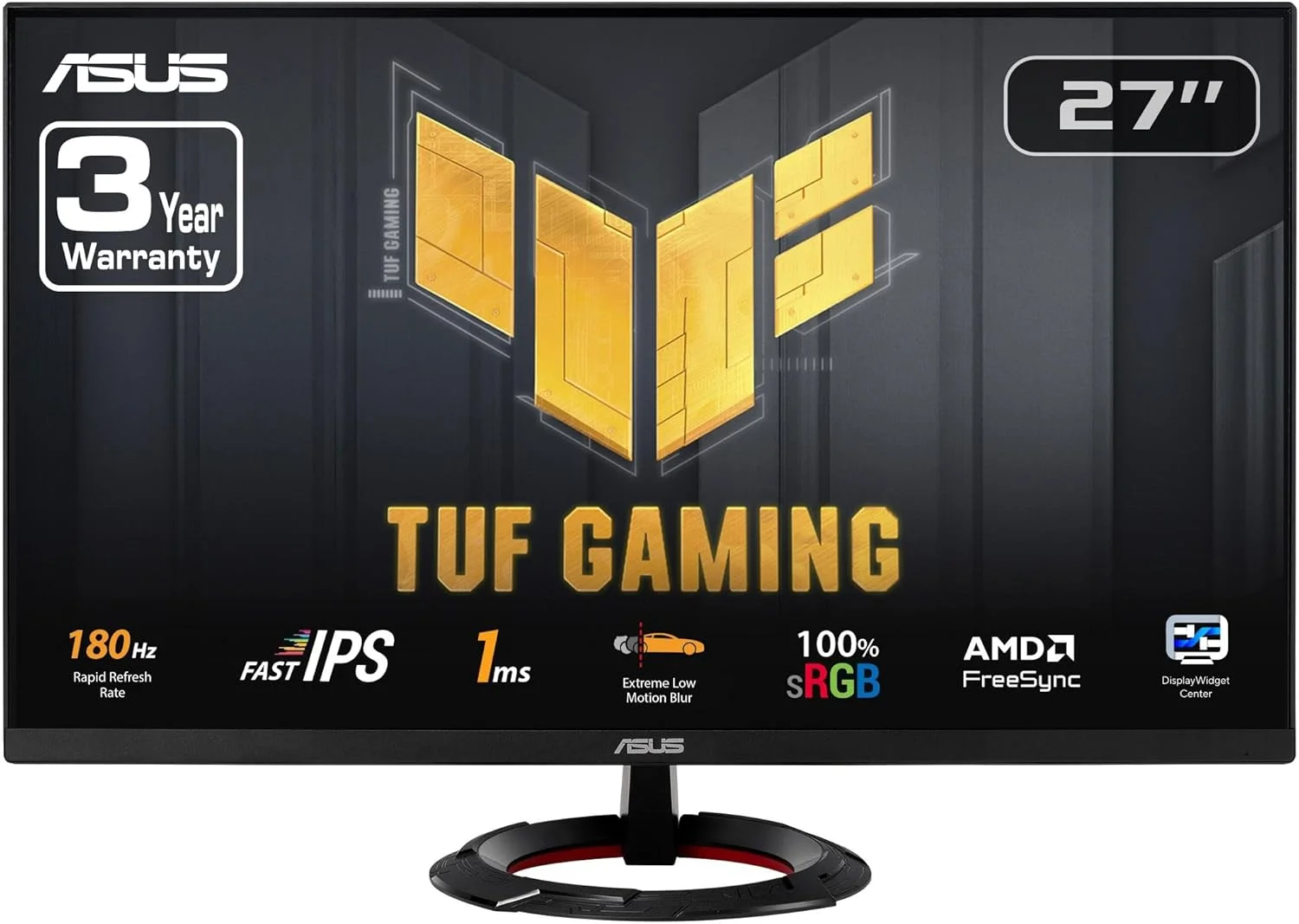 مانیتور گیمینگ 27 اینچی ایسوس TUF Gaming VG279Q3R: فول اچ دی (1920x1080)، 180 هرتز، IPS سریع، Extreme Low Motion Blur™، 1 میلی‌ثانیه (GTG)، FreeSync™، Variable Overdrive، 100% sRGB - مشکی