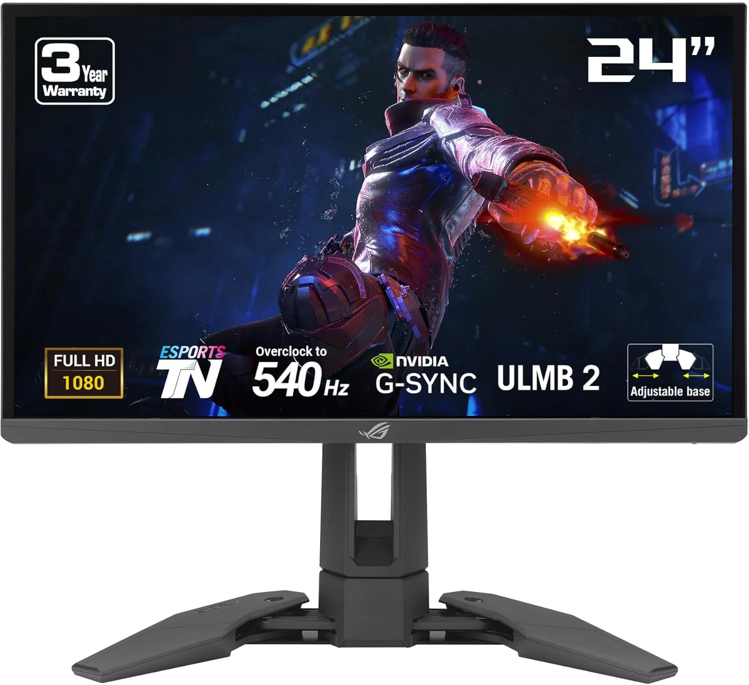 مانیتور گیمینگ ایسوس ROG Swift Pro PG248QP NVIDIA G-SYNC - اندازه 24.1 اینچ FHD، نرخ نوسازی 540 هرتز (OC)، پنل Esports-TN، آنالایزر NVIDIA Reflex، ULMB 2، پایه قابل تنظیم، کدک ESS، DisplayHDR400