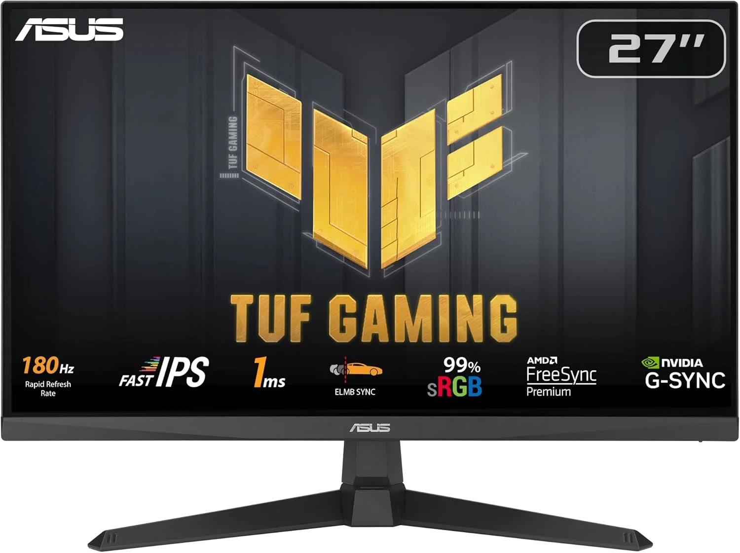 مانیتور گیمینگ ایسوس TUF Gaming VG279Q3A – ۲۷ اینچ، Full HD (۱۹۲۰x۱۰۸۰)، ۱۸۰ هرتز، Fast IPS، ELMB Sync، ۱ میلی‌ثانیه (GTG)، FreeSync Premium™، سازگار با G-Sync، Variable Overdrive، ۹۹% sRGB - مشکی