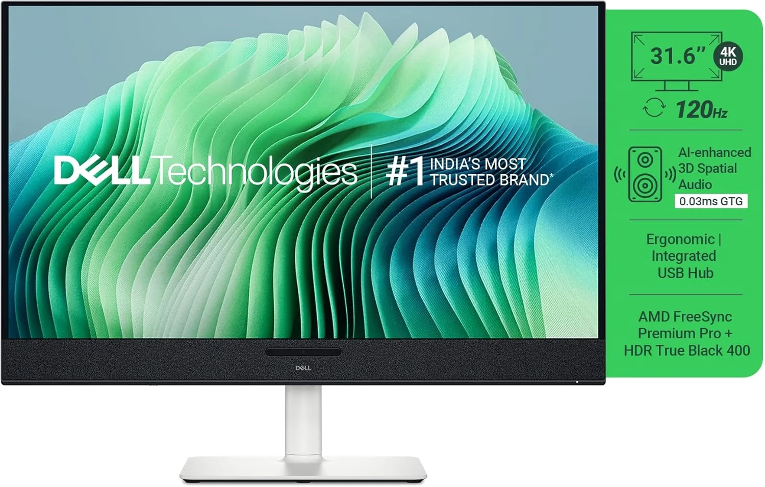 مانیتور دل 32 پلاس - S3225QC، 4K UHD (3840x2160)، 120 هرتز، QD OLED، 0.03 میلیثانیه، AMD FreeSync Premium Pro، HDR True Black 400، Dolby Vision، بلندگوهای داخلی، 3 پورت USB-C، HDMI مانیتور دل 32 پلاس - S3225QC، 4K UHD (3840x2160)، 120 هرتز، QD OLED، 0.03 میلیثانیه، AMD FreeSync Premium Pro، HDR True Black 400، Dolby Vision، بلندگوهای داخلی، 3 پورت USB-C، HDMI